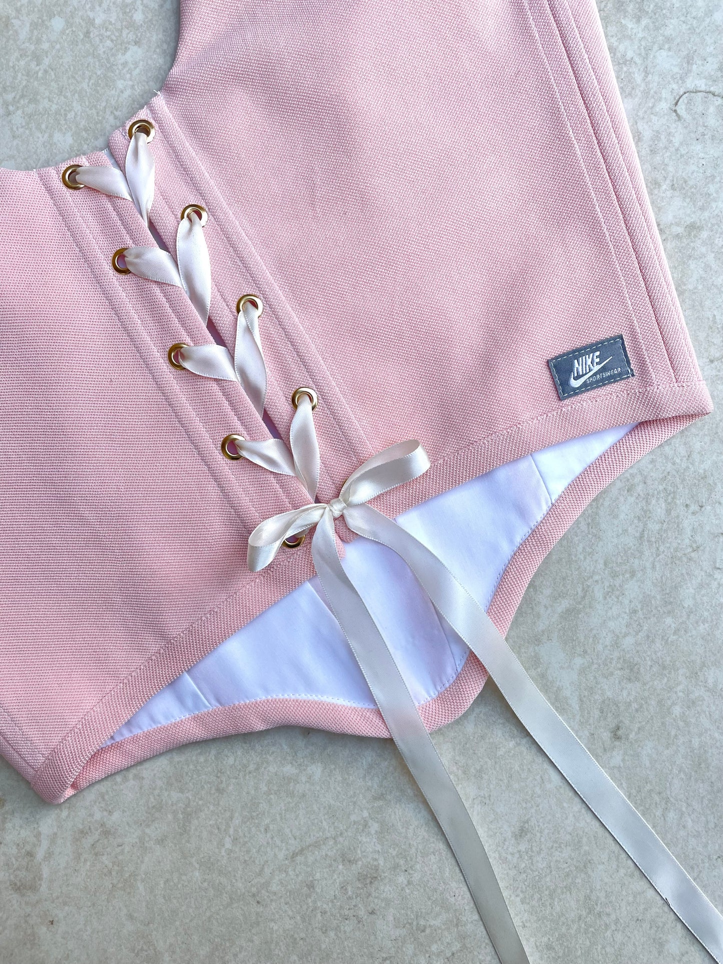 Reworked corset - peach/pink Nike - SIZE 10 UK (M)