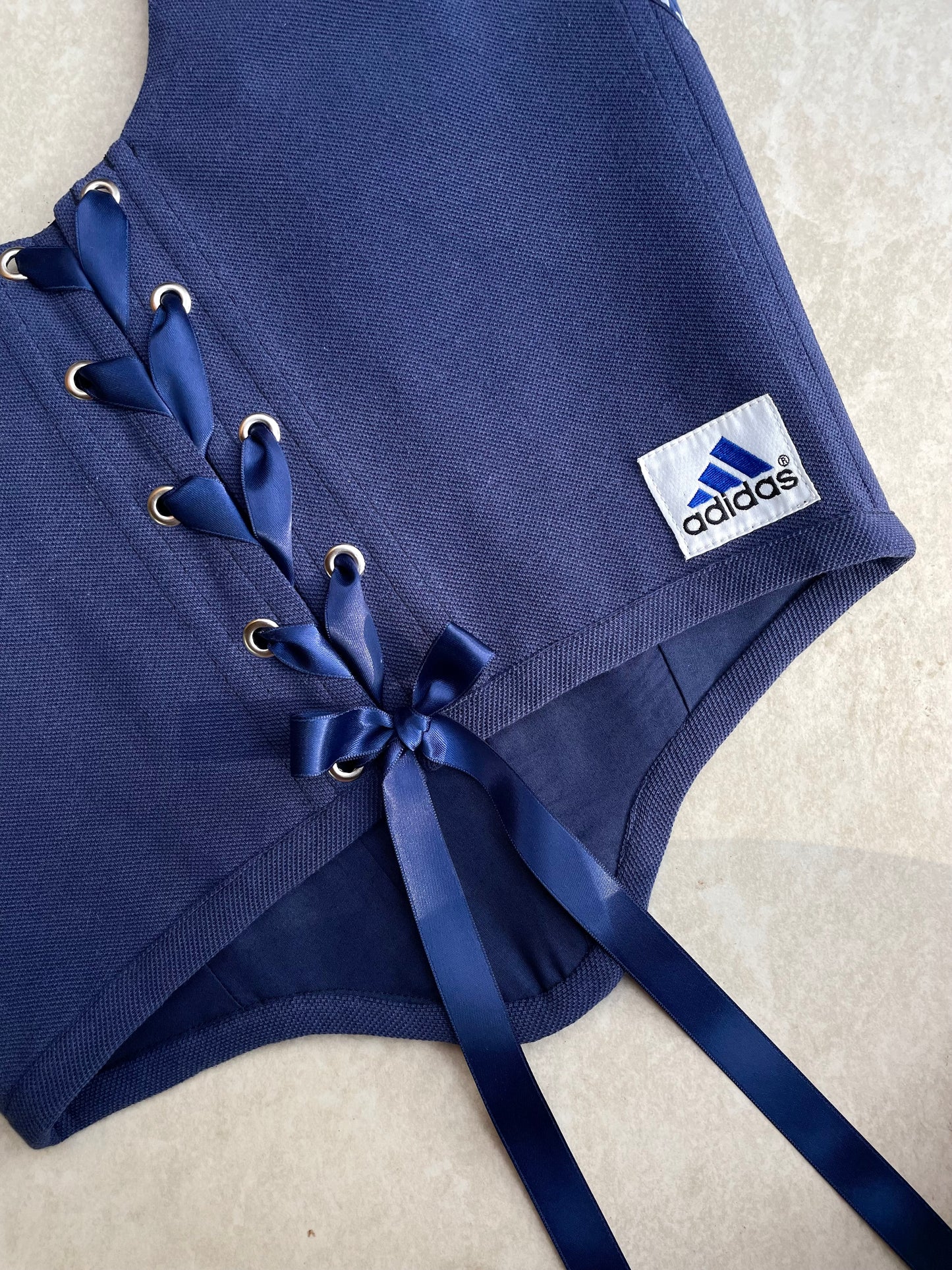 Reworked corset - Adidas Deep Red & Navy - UK SIZE 10 (M)