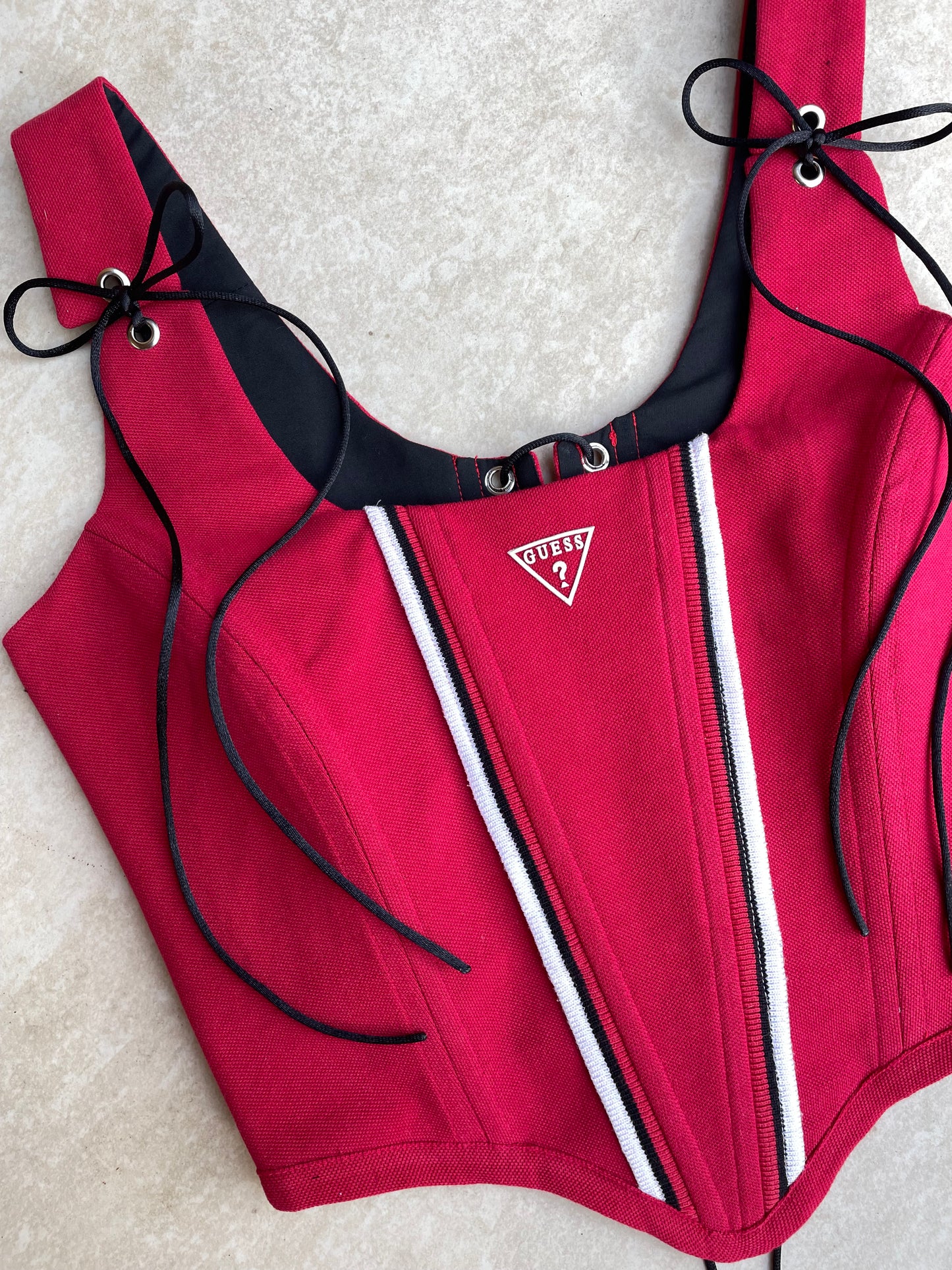 Reworked poloshirt corset - red Guess - SIZE 6 UK (XS)