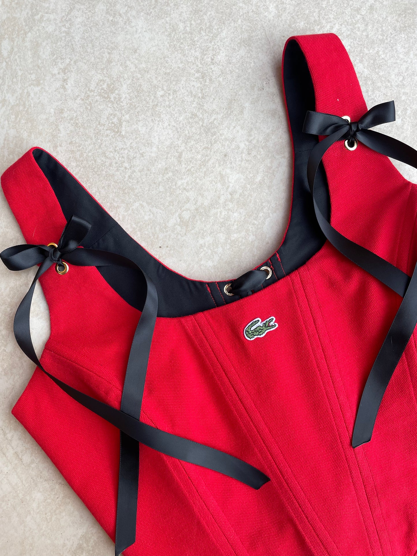 Reworked shirt corset - Lacoste Red - SIZE 10 UK (M)
