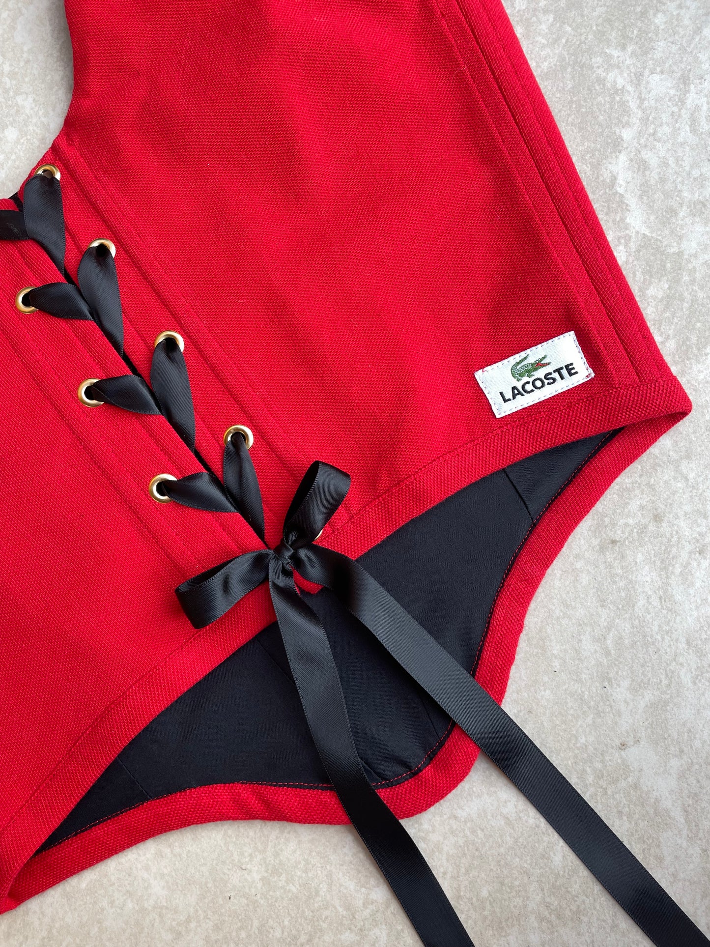 Reworked shirt corset - Lacoste Red - SIZE 10 UK (M)