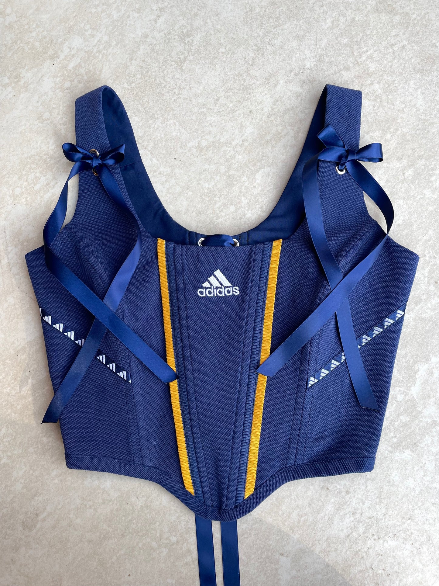 Reworked corset - Adidas Deep Red & Navy - UK SIZE 10 (M)