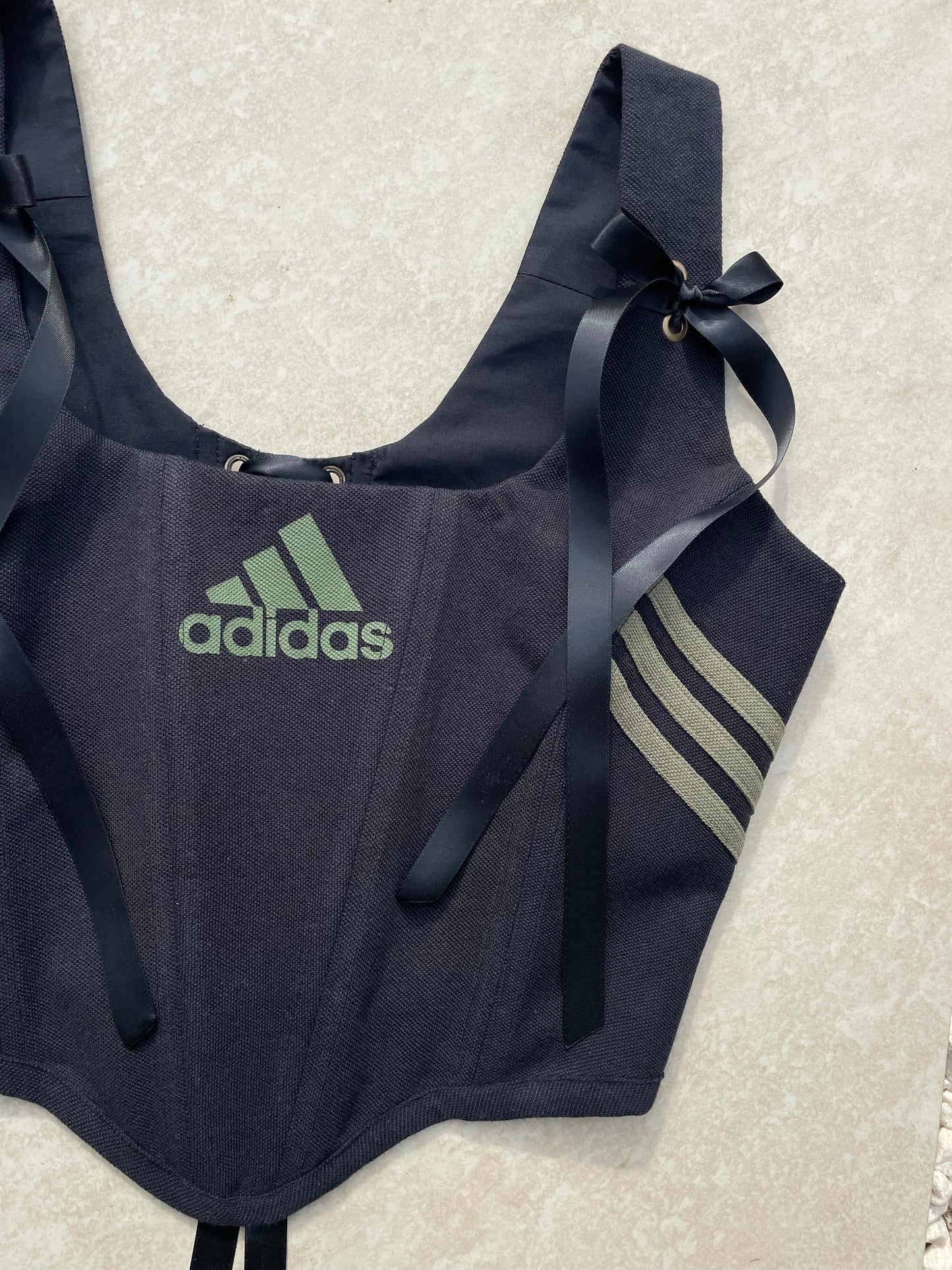 Reworked corset -Adidas Black - SIZE 10 (M)