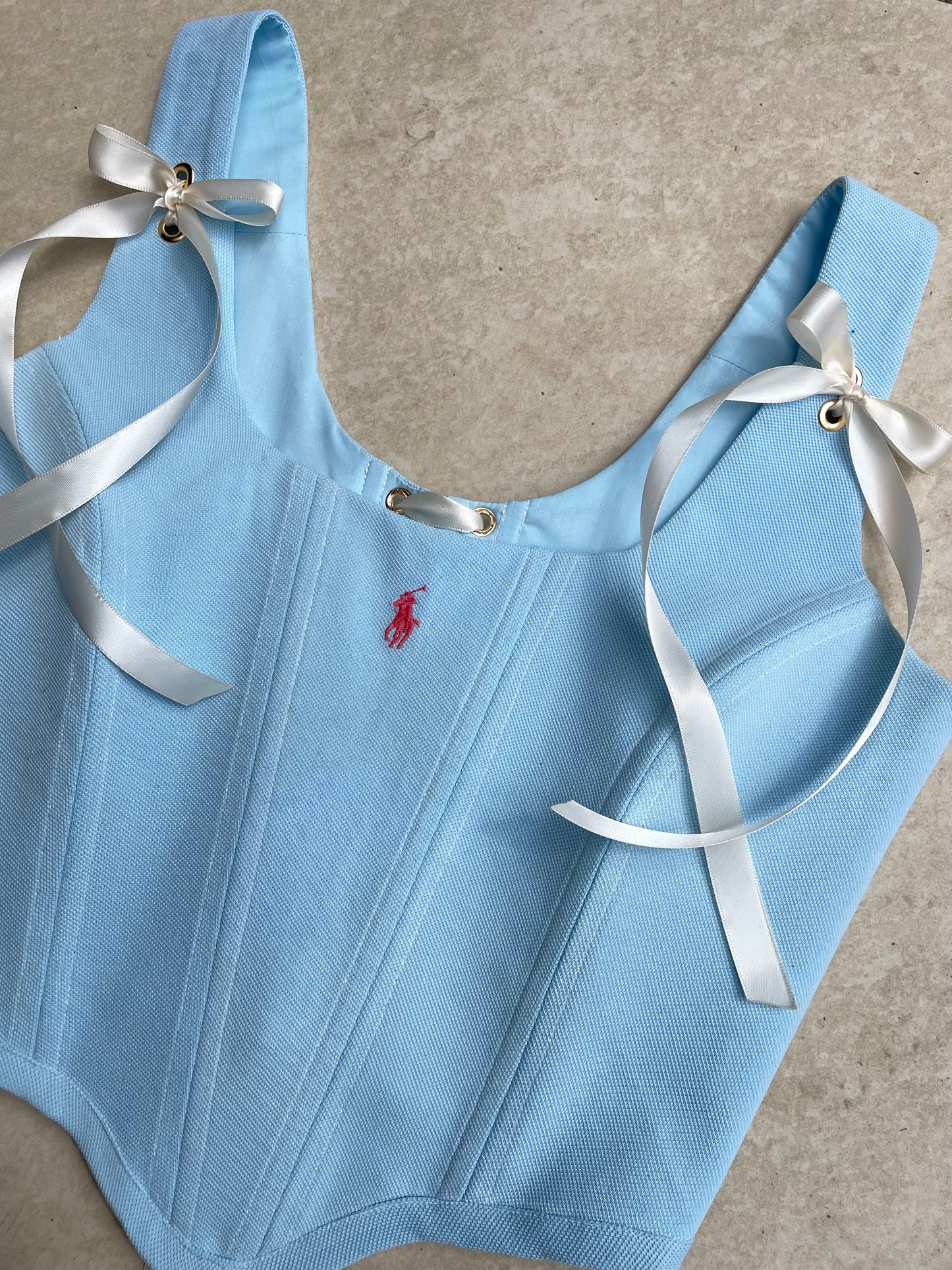 Reworked corset - Ralph Lauren baby blue - UK SIZE 6 (XS)