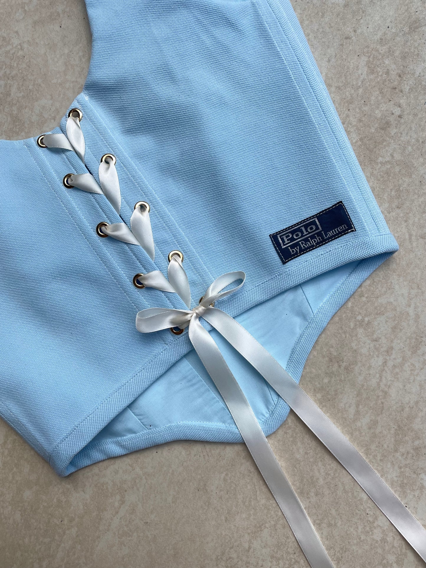 Reworked corset - Ralph Lauren baby blue - UK SIZE 6 (XS)