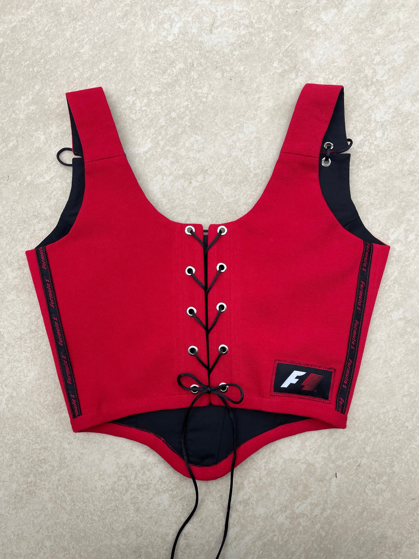 Reworked poloshirt corset - F1 Black - SIZE 10 UK (M)