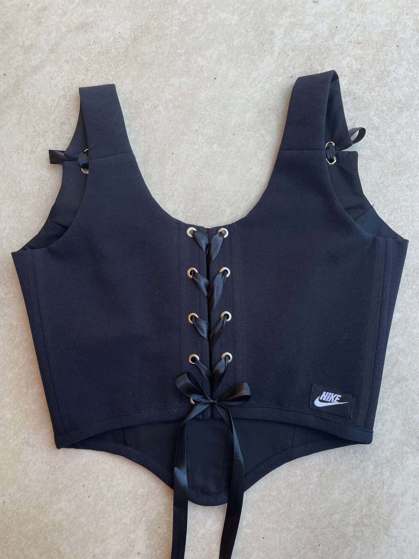 Reworked corset - Black Nike - UK SIZE 12 (M/L)