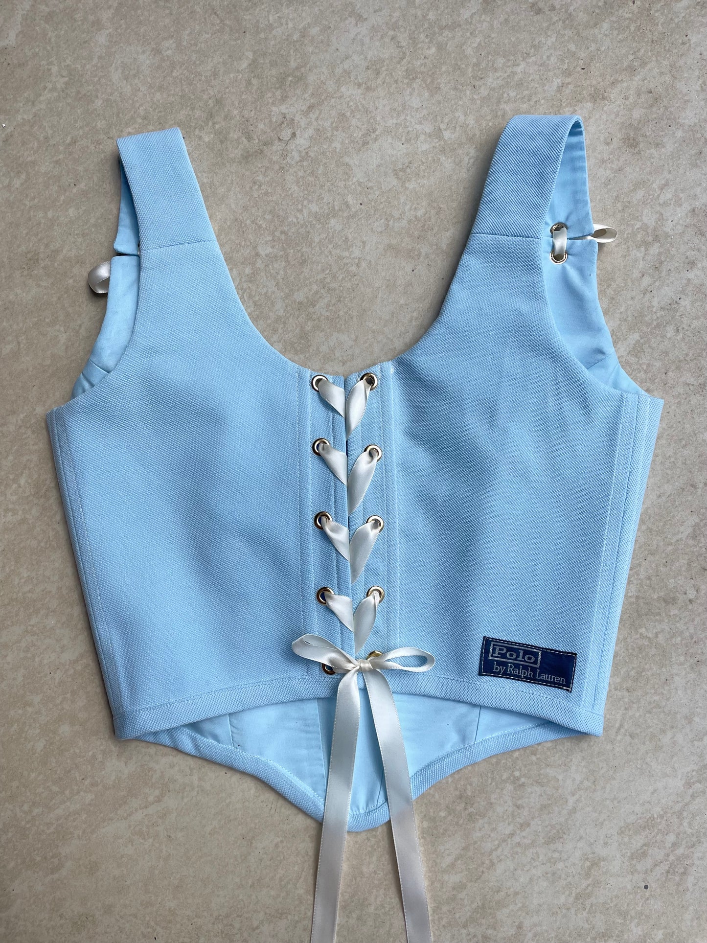 Reworked corset - Ralph Lauren baby blue - UK SIZE 6 (XS)