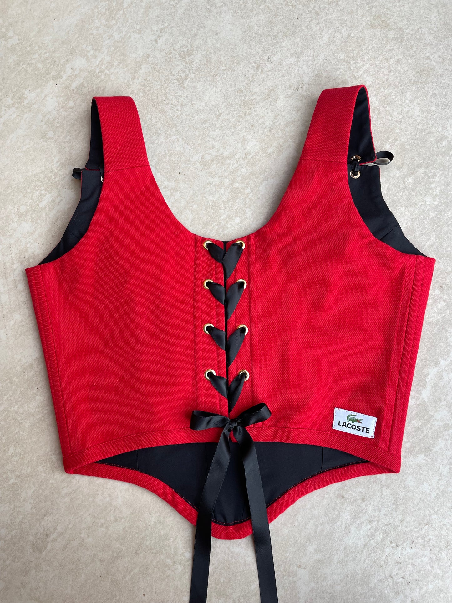 Reworked shirt corset - Lacoste Red - SIZE 10 UK (M)