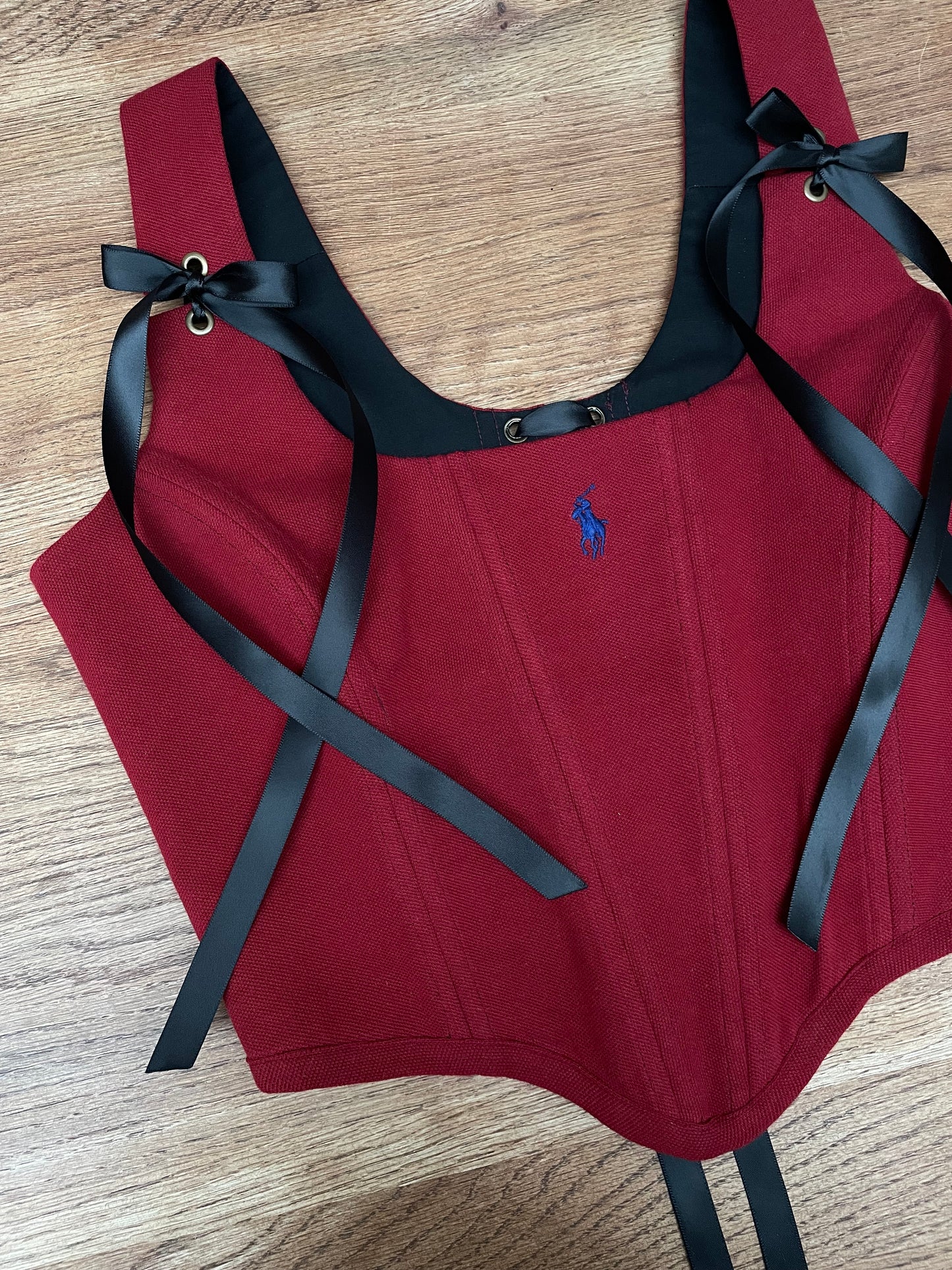 Reworked corset - Ralph Lauren Burgundy - UK SIZE 10 (M)