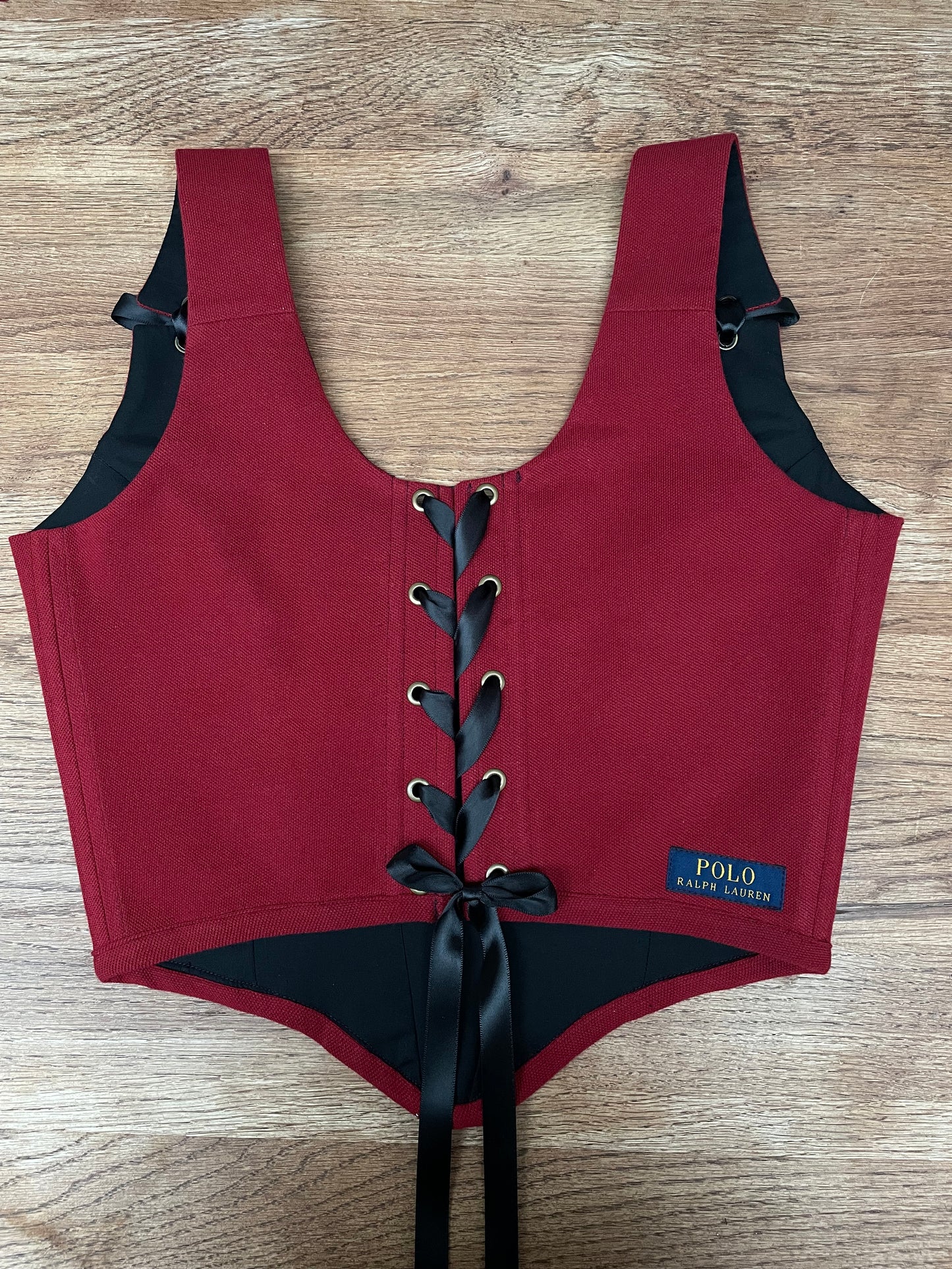 Reworked corset - Ralph Lauren Burgundy - UK SIZE 10 (M)