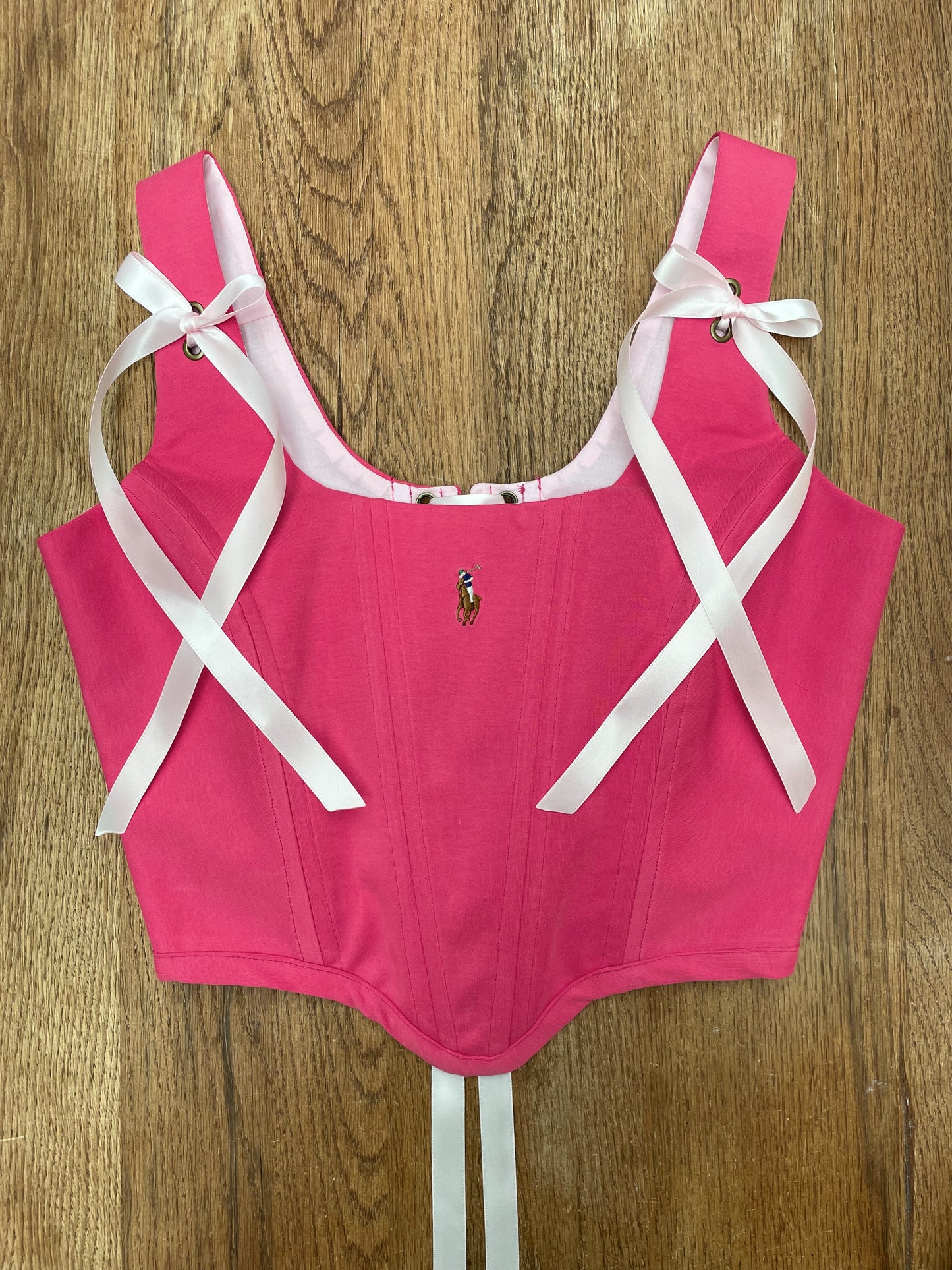 Reworked shirt corset -Dark hot pink Ralph Lauren - SIZE 8 (S)