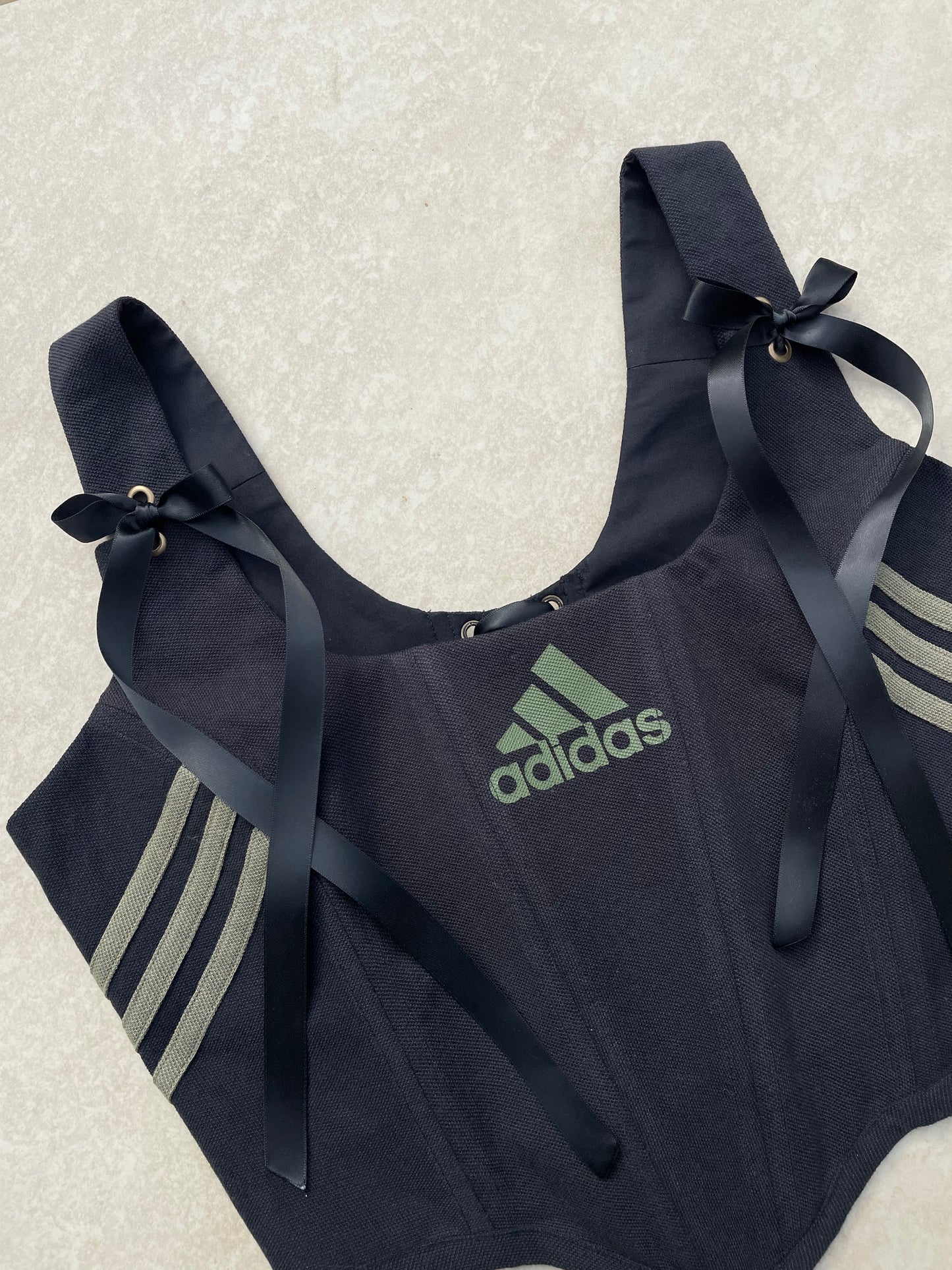 Reworked corset -Adidas Black - SIZE 10 (M)