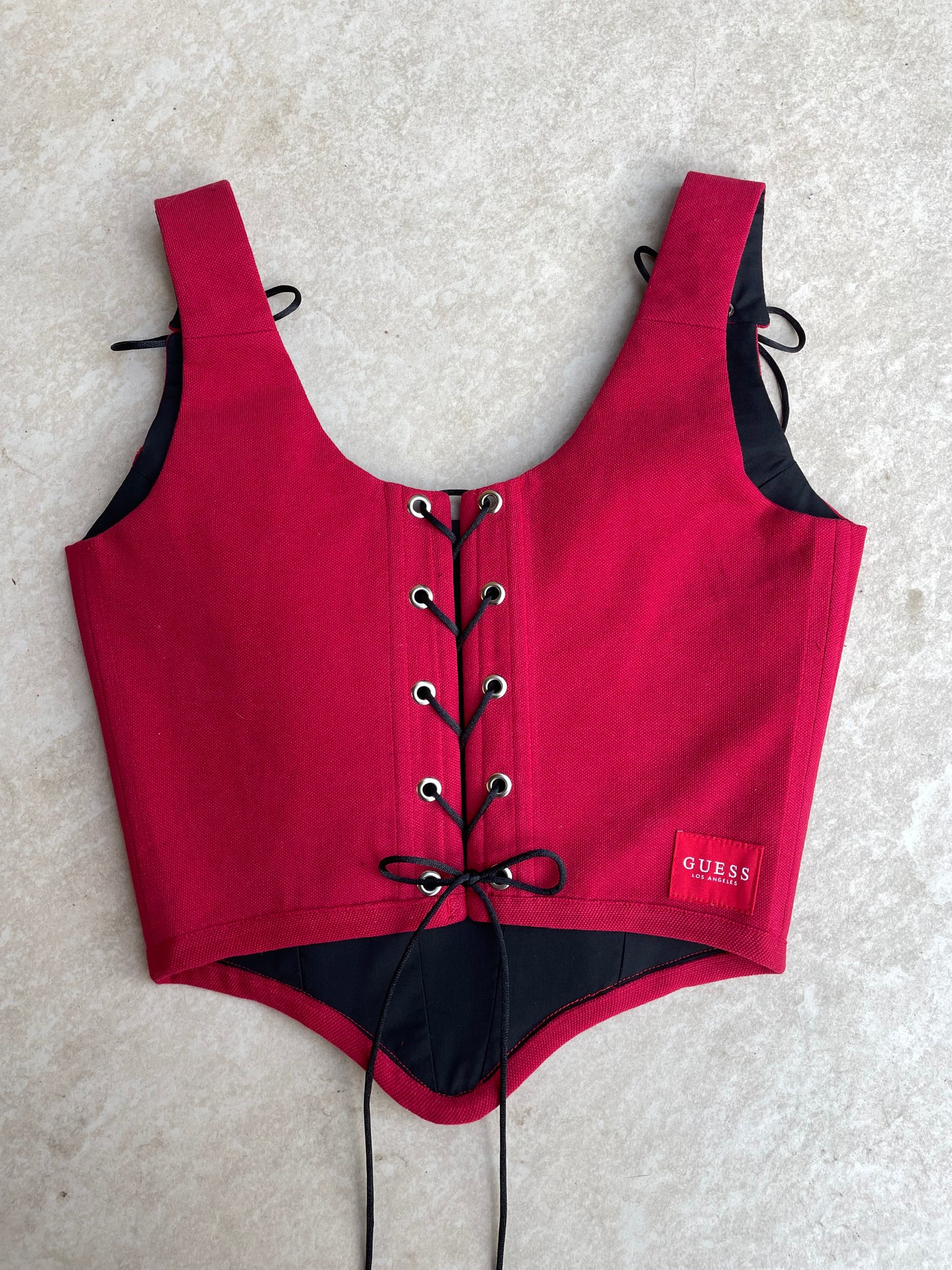 Reworked poloshirt corset - red Guess - SIZE 6 UK (XS)