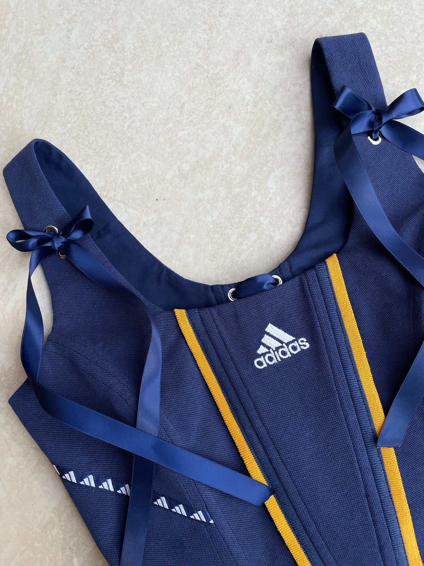 Reworked corset - Adidas Deep Red & Navy - UK SIZE 10 (M)
