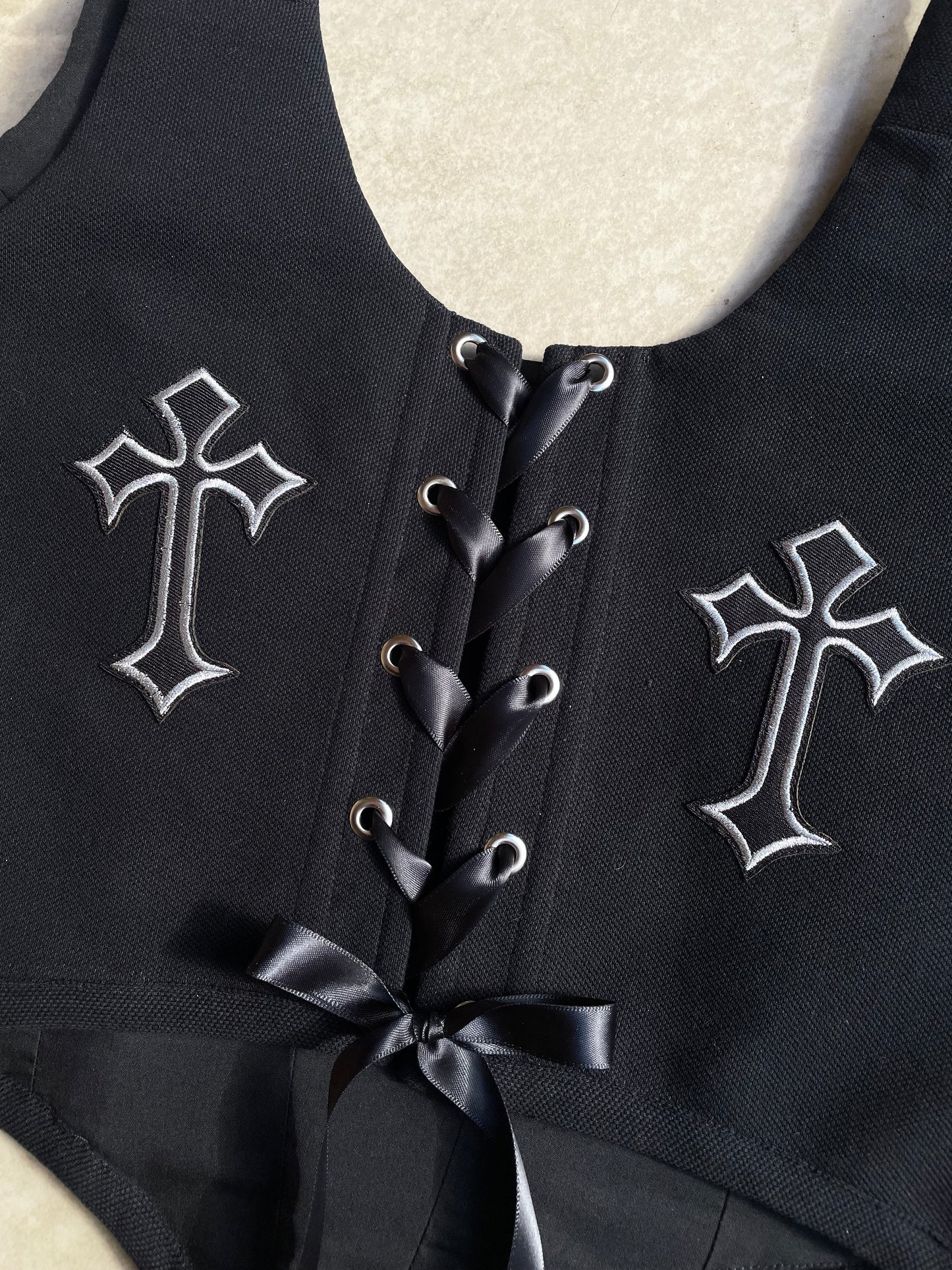 Reworked corset - Gothic cross Black XS/S/M/L