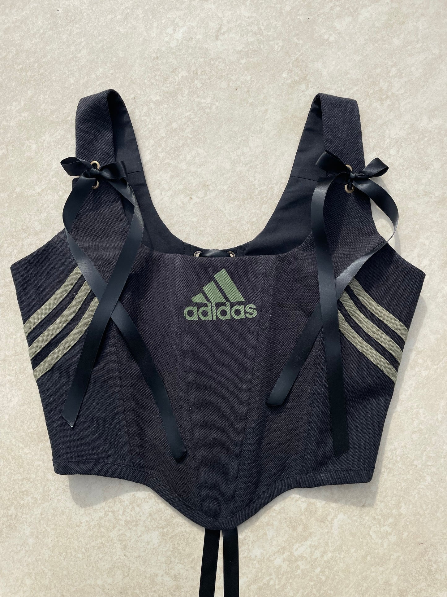 Reworked corset -Adidas Black - SIZE 10 (M)