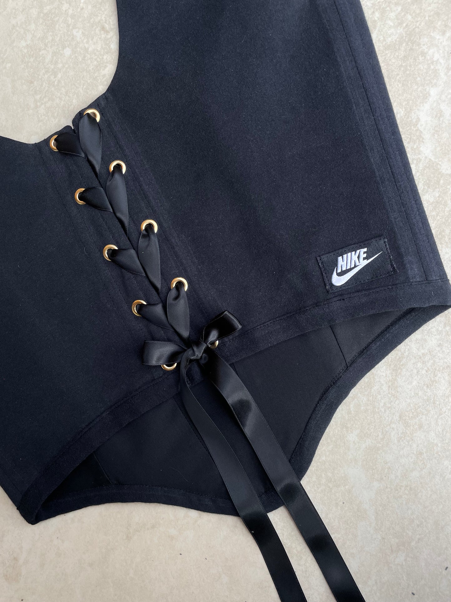 Reworked corset - Nike Black Daisy - SIZE 10 (M)