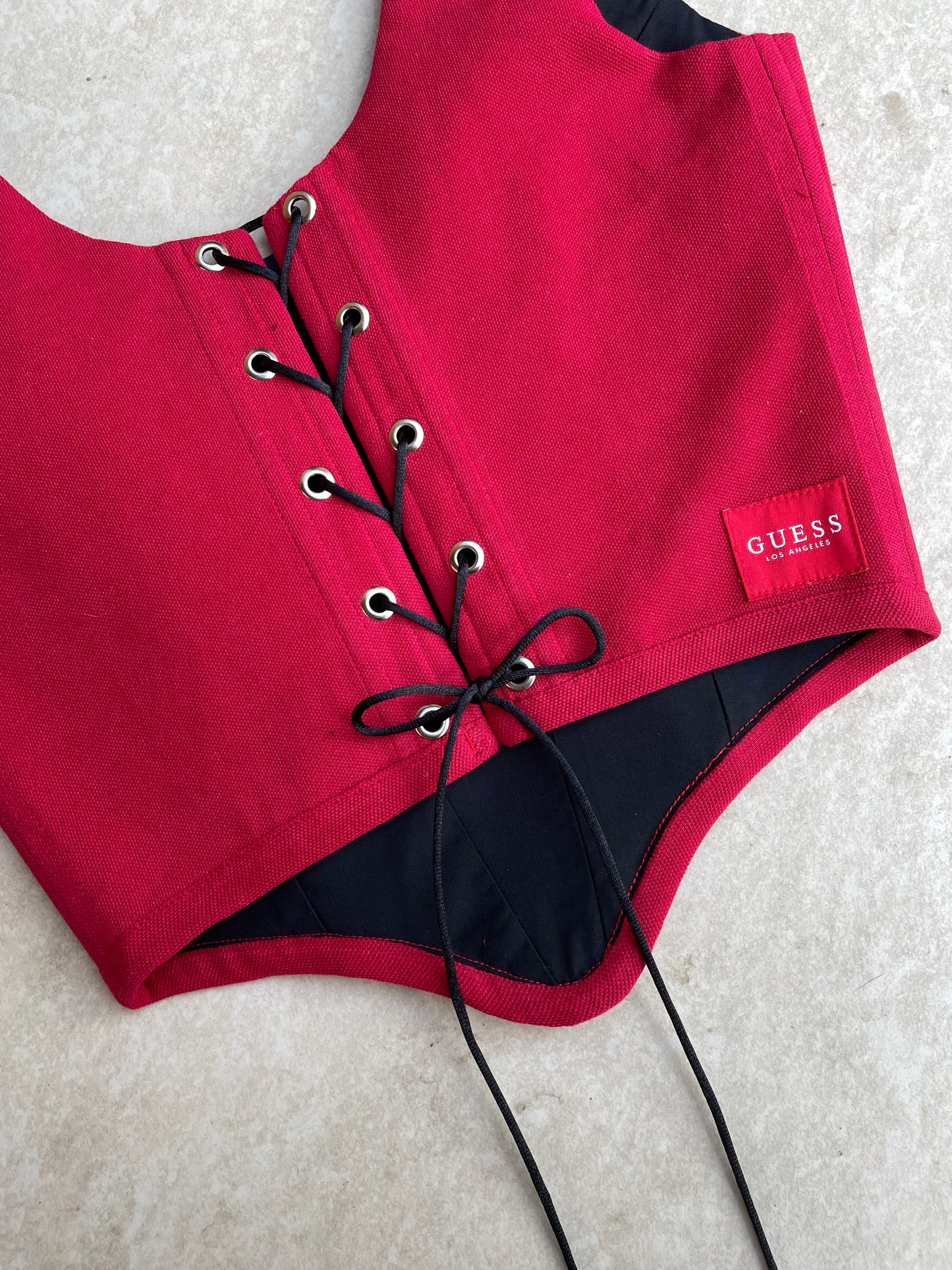 Reworked poloshirt corset - red Guess - SIZE 6 UK (XS)