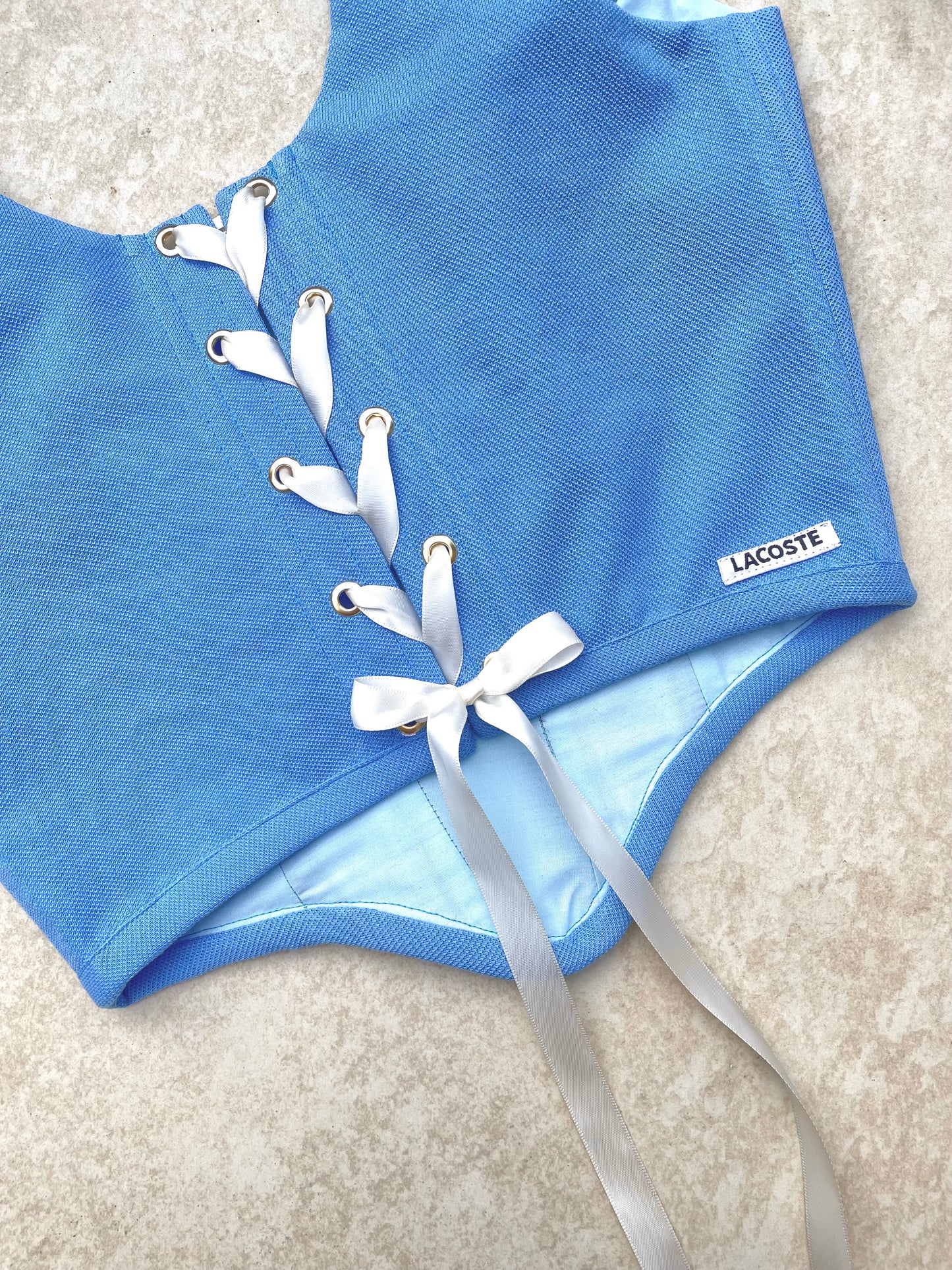 Reworked shirt corset - Lacoste Blue - SIZE 8 UK (S)