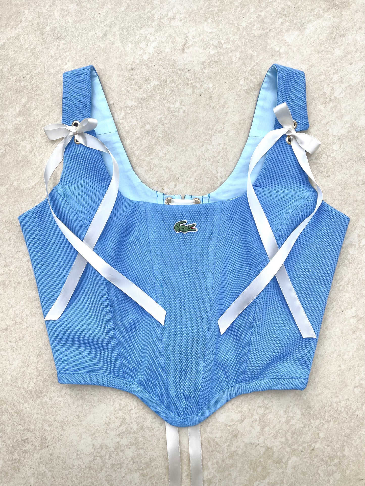 Reworked shirt corset - Lacoste Blue - SIZE 8 UK (S)