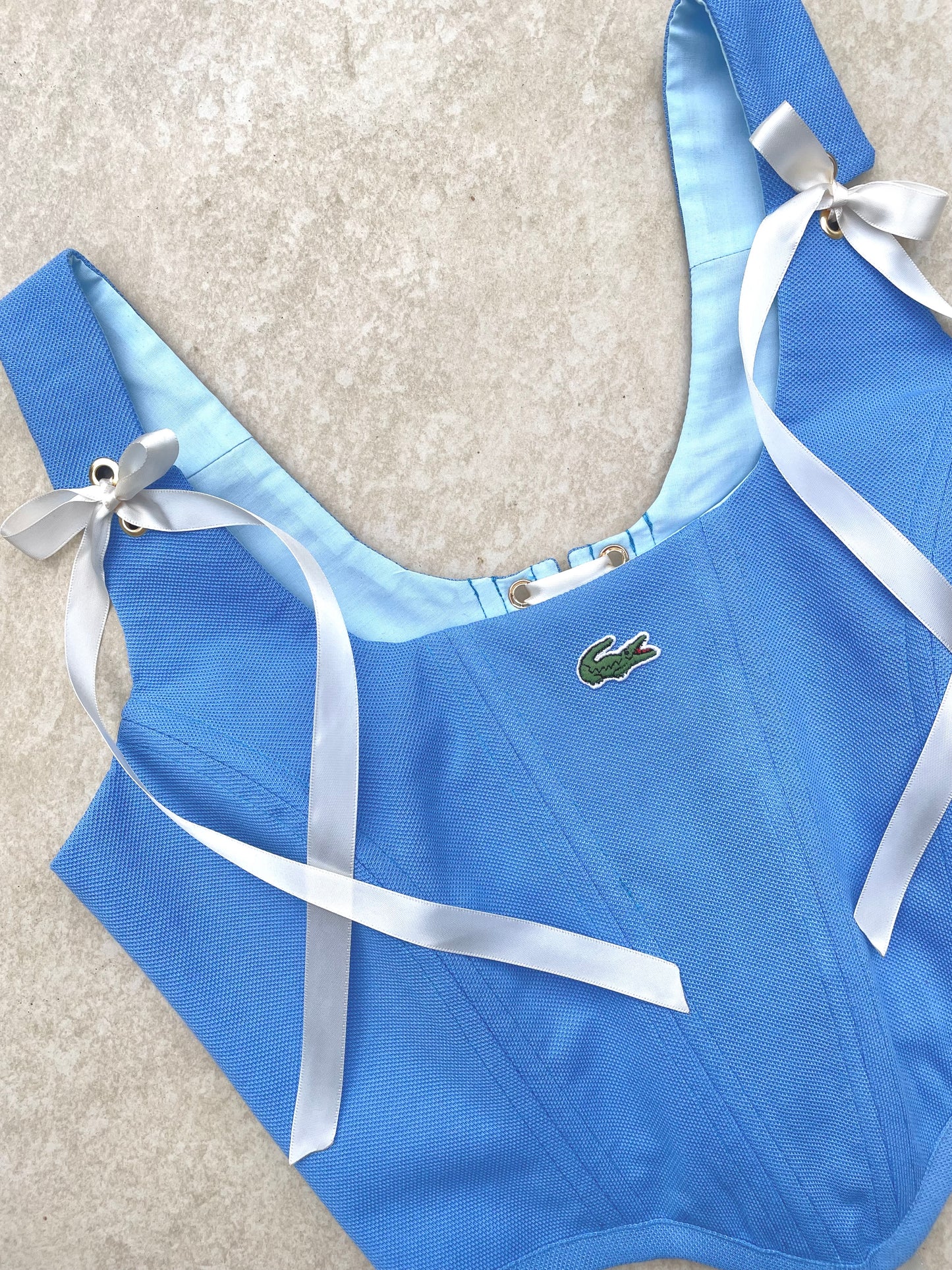 Reworked shirt corset - Lacoste Blue - SIZE 8 UK (S)