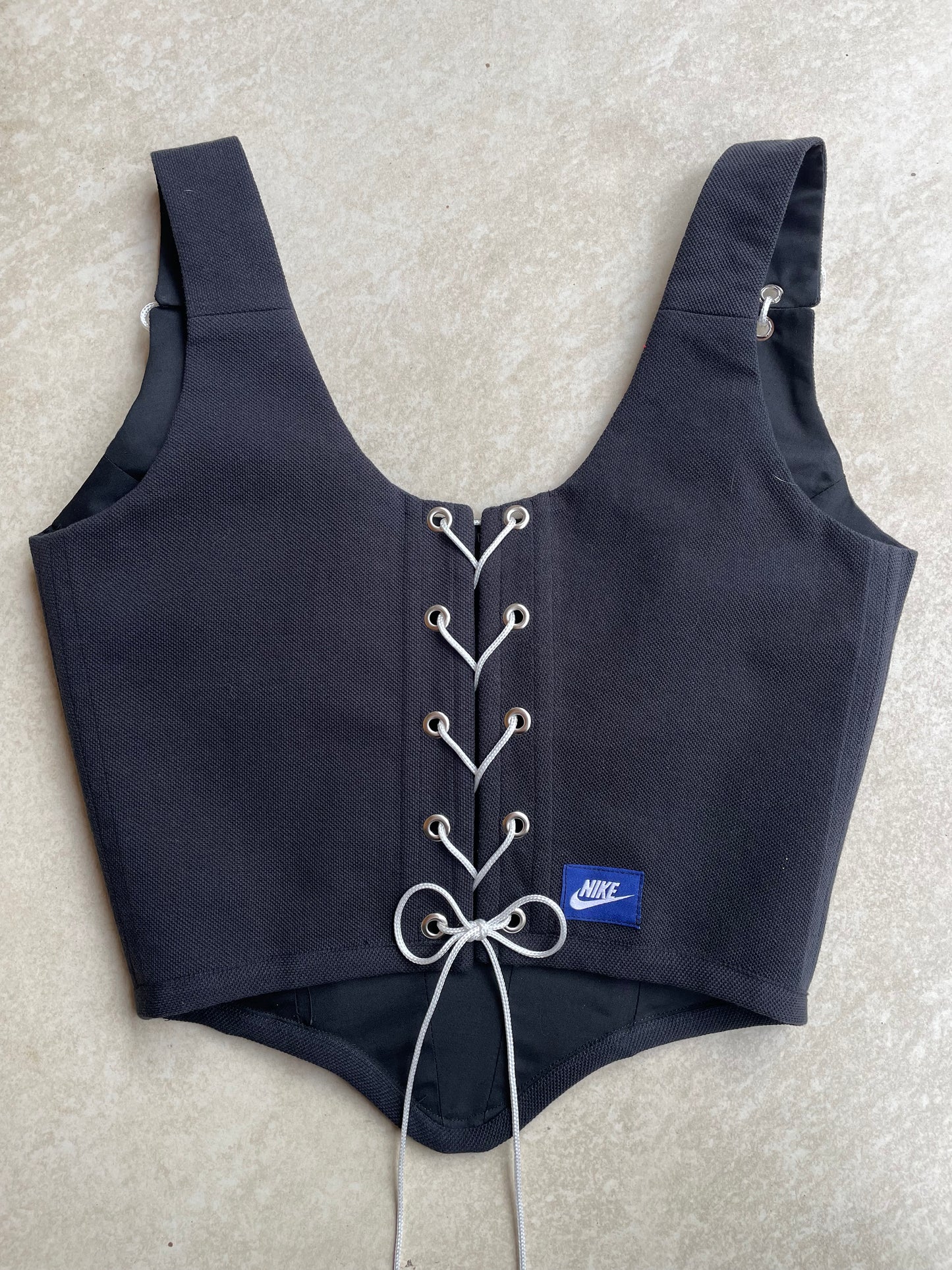 Reworked shirt corset - Nike Black - SIZE 6 (XS)
