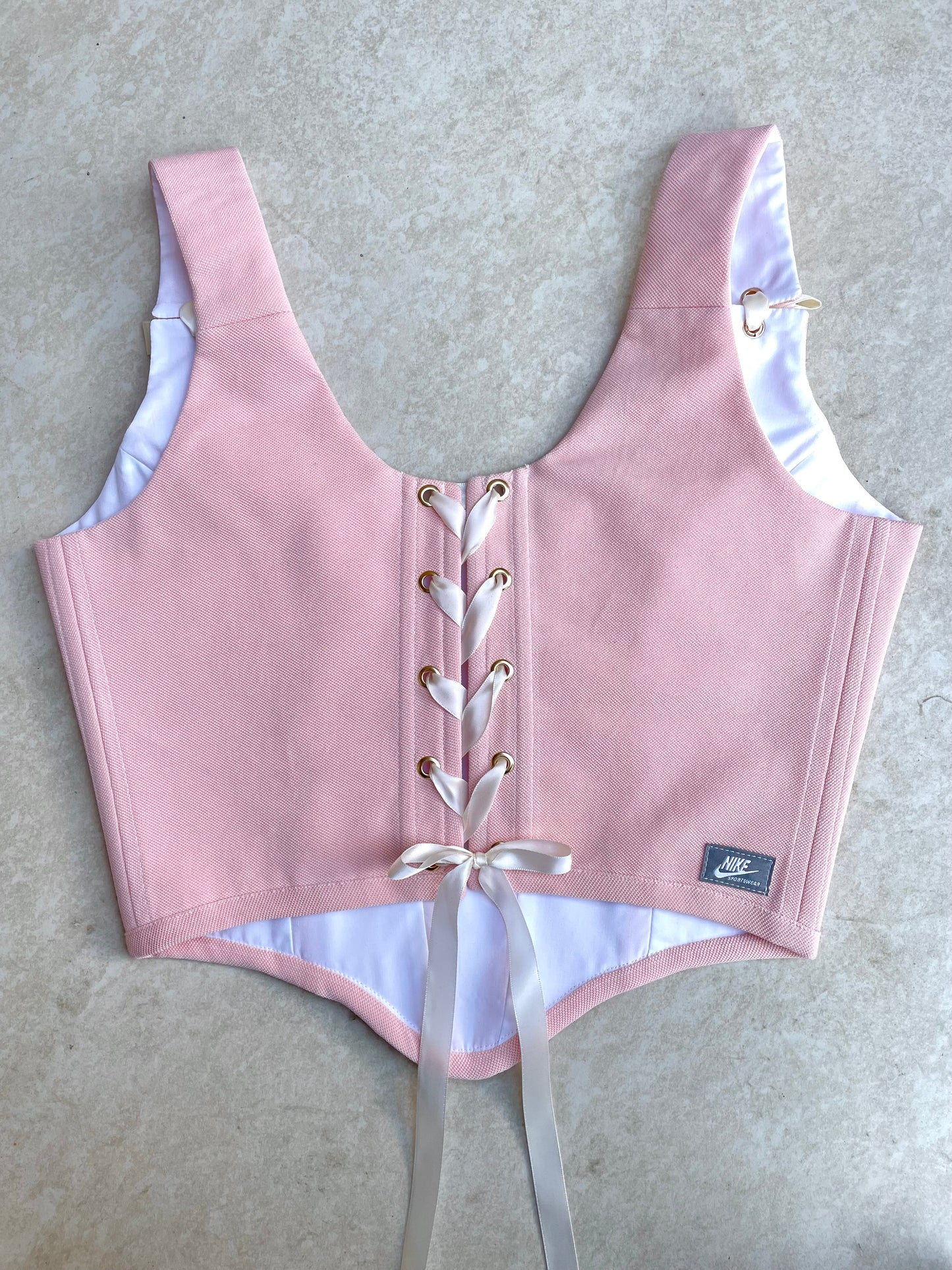 Reworked corset - peach/pink Nike - SIZE 10 UK (M)
