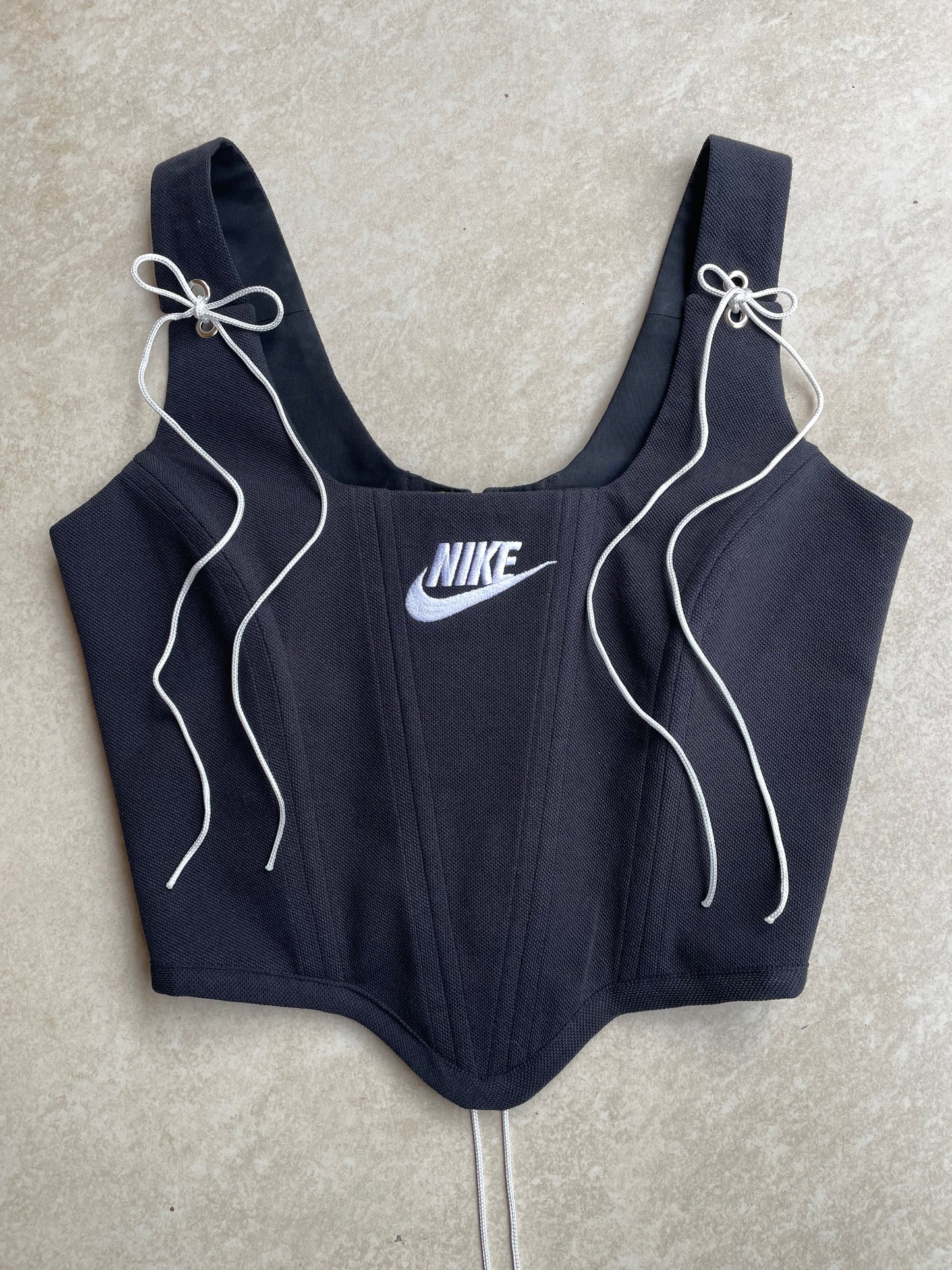 Reworked shirt corset - Nike Black - SIZE 6 (XS)