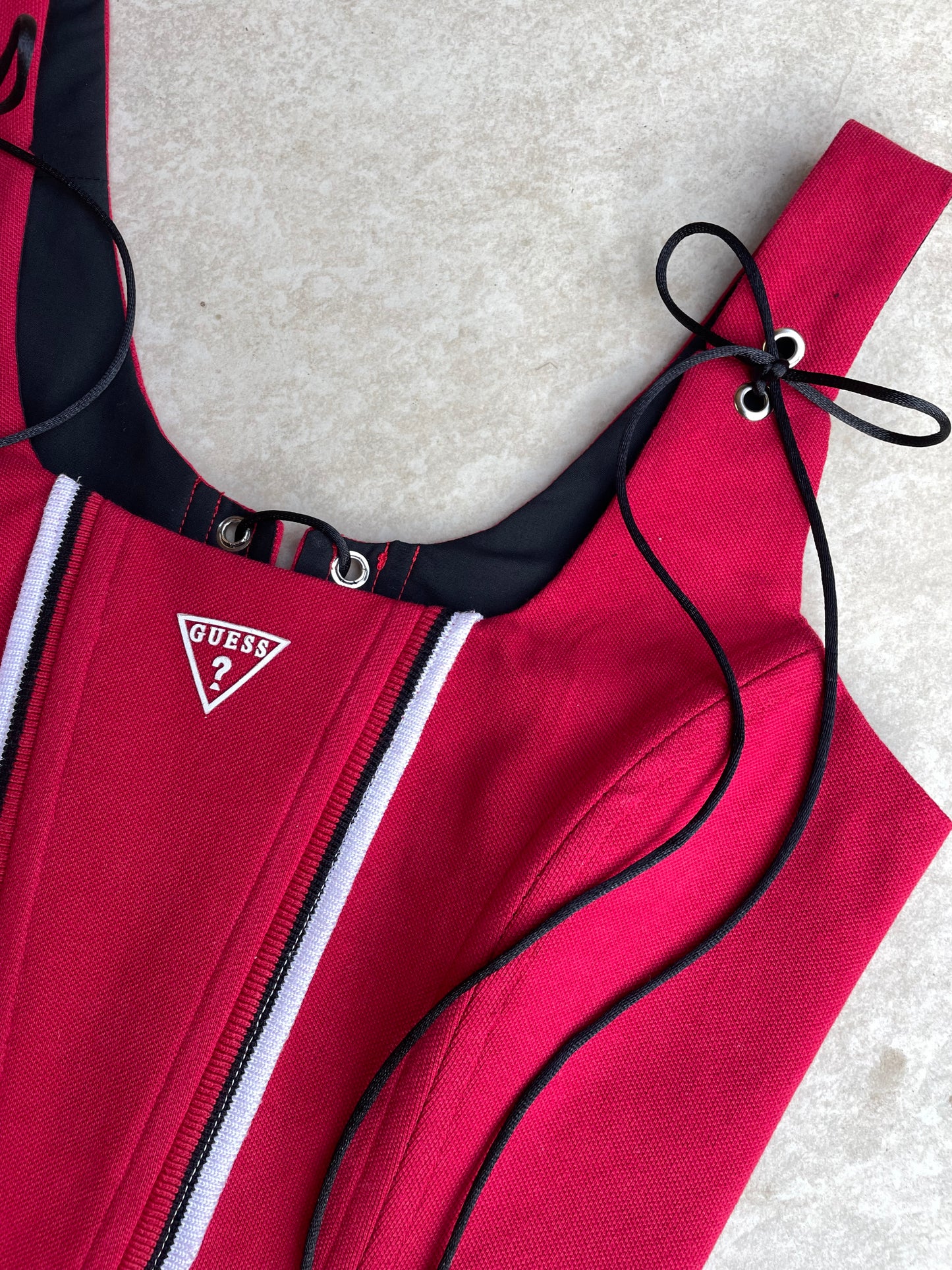Reworked poloshirt corset - red Guess - SIZE 6 UK (XS)