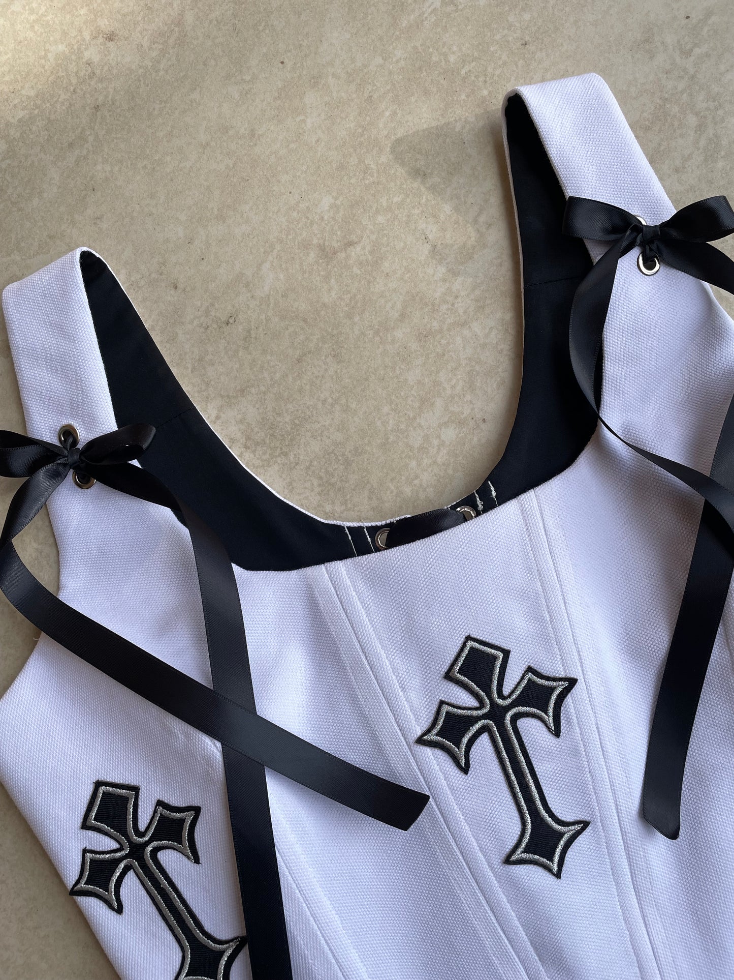 Reworked corset - Gothic cross White XS/S/M/L