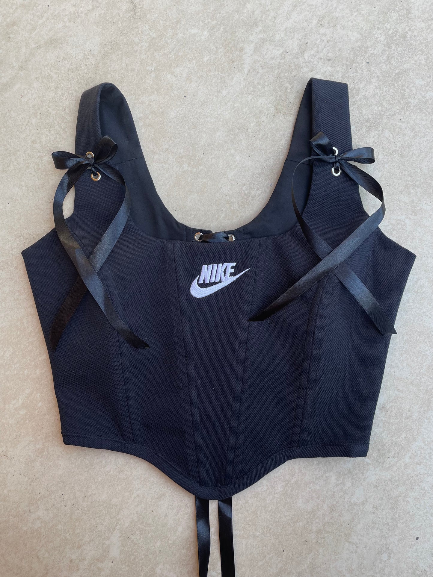 Reworked corset - Black Nike - UK SIZE 12 (M/L)