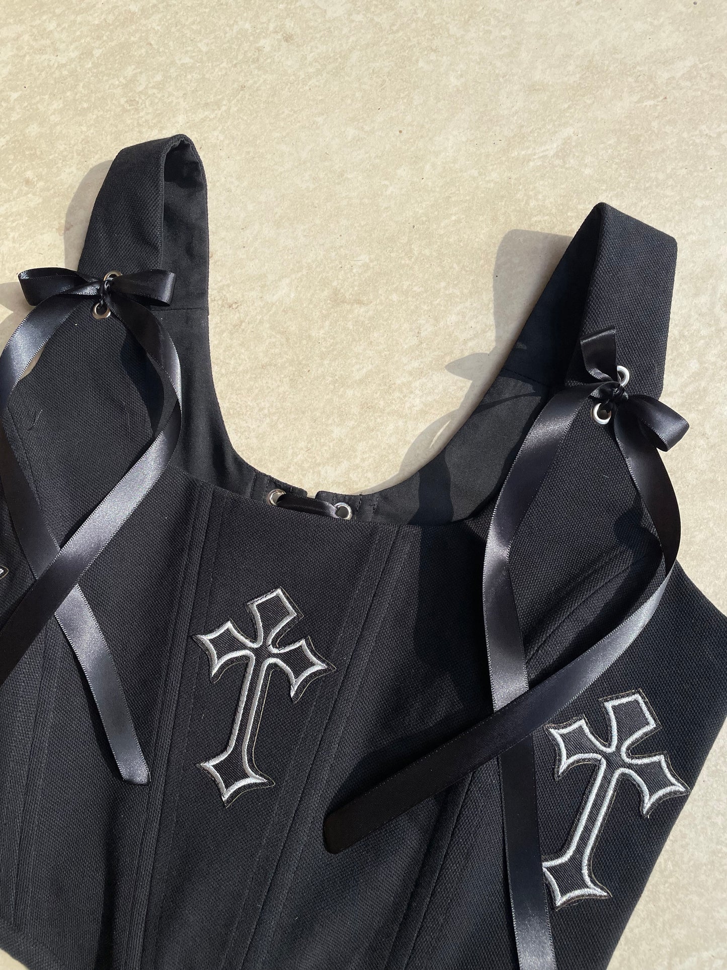 Reworked corset - Gothic cross Black XS/S/M/L