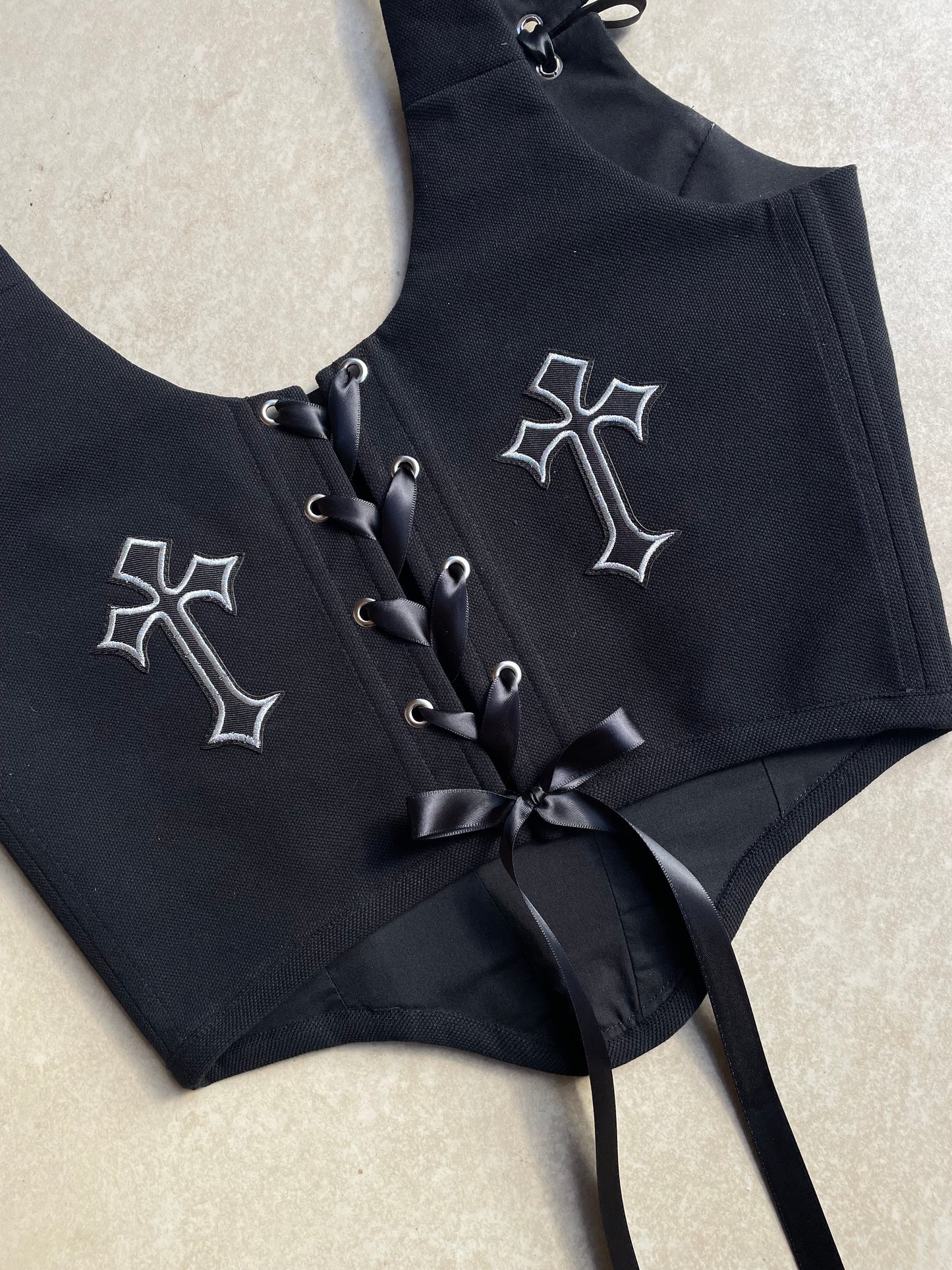 Reworked corset - Gothic cross Black XS/S/M/L