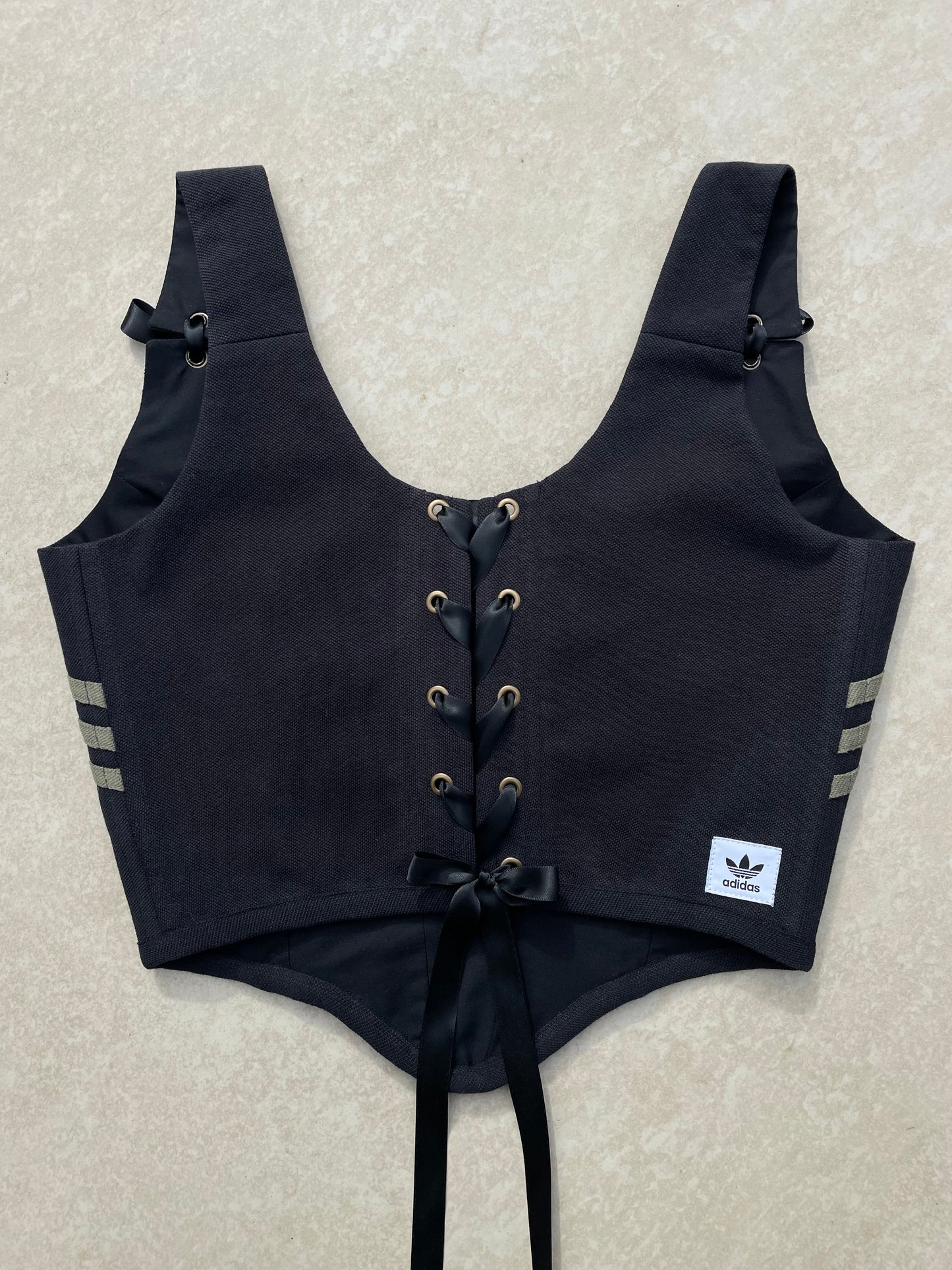 Reworked corset -Adidas Black - SIZE 10 (M)