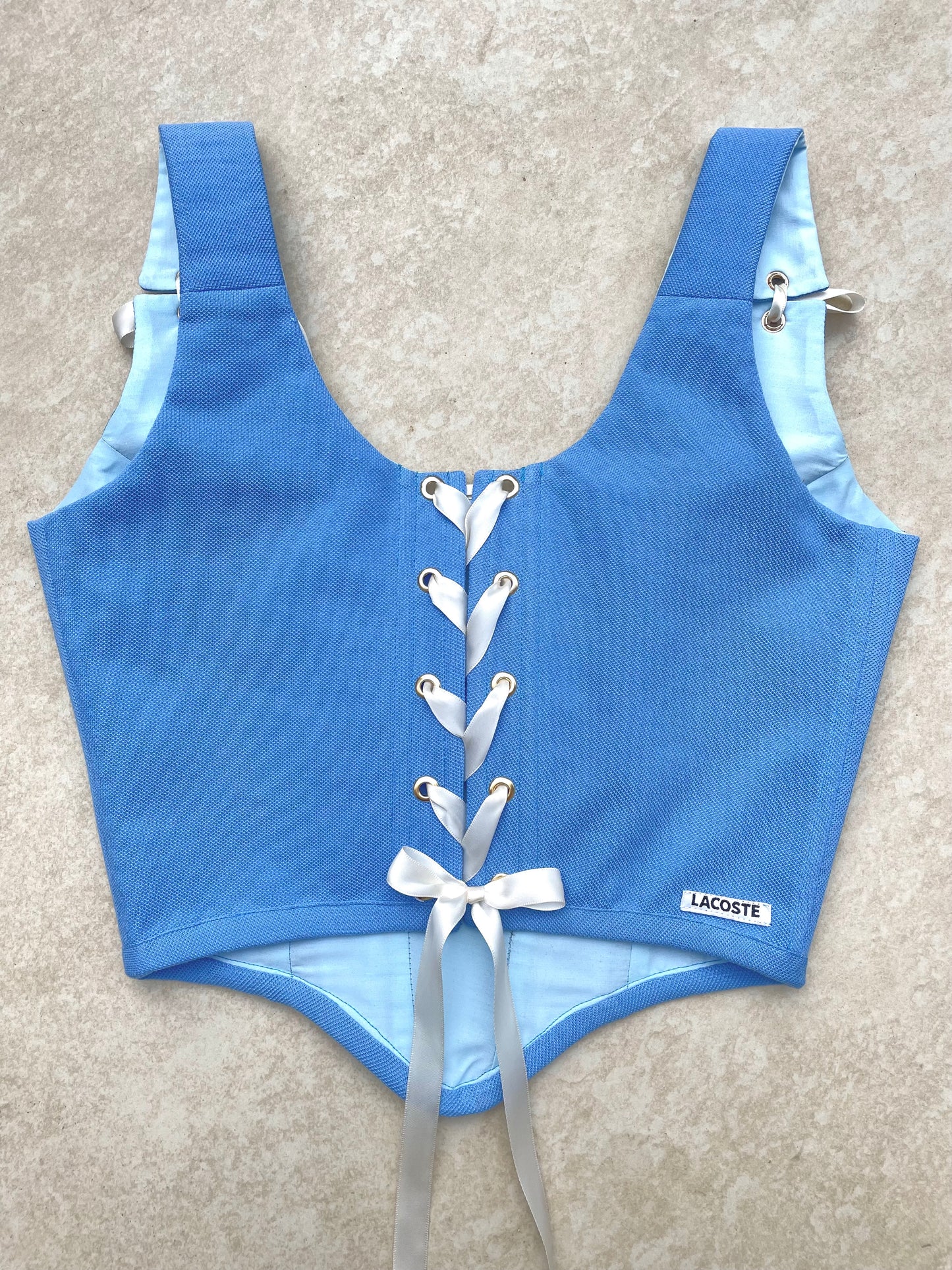 Reworked shirt corset - Lacoste Blue - SIZE 8 UK (S)