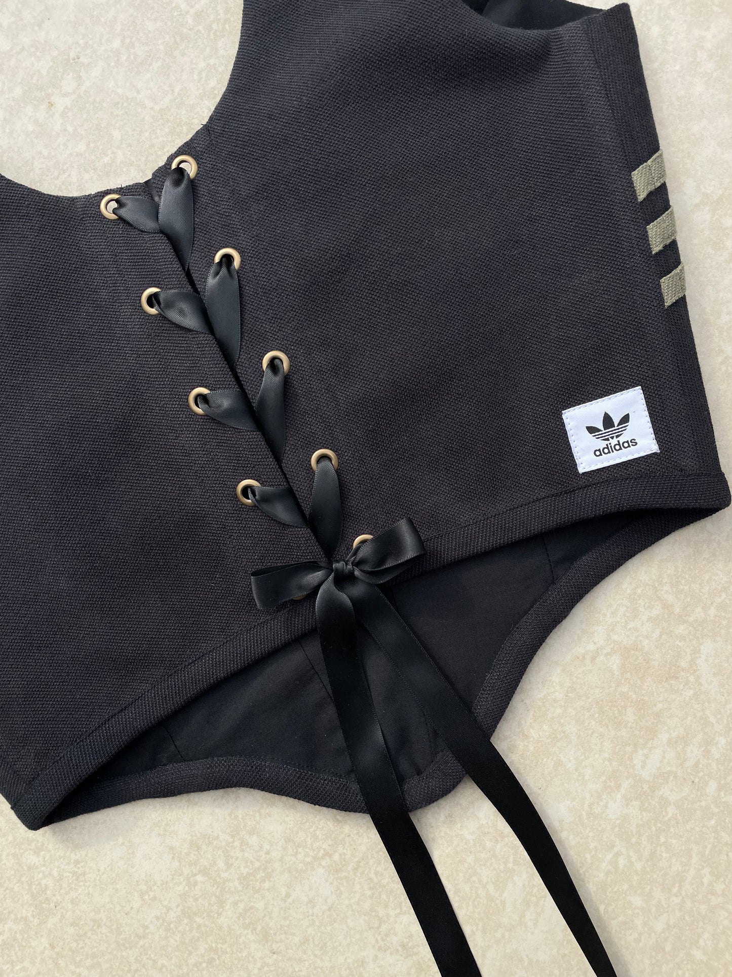 Reworked corset -Adidas Black - SIZE 10 (M)