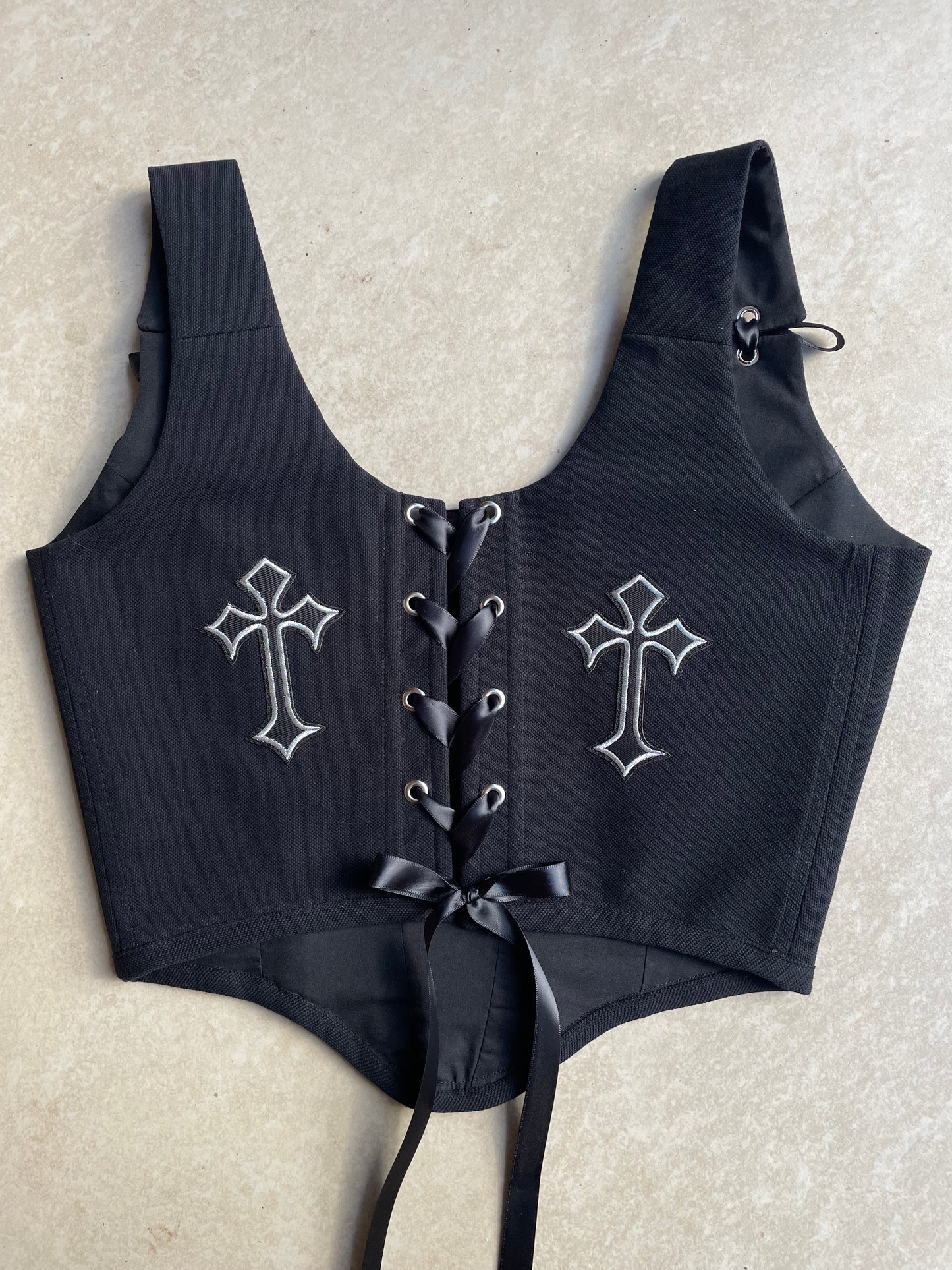 Reworked corset - Gothic cross Black XS/S/M/L