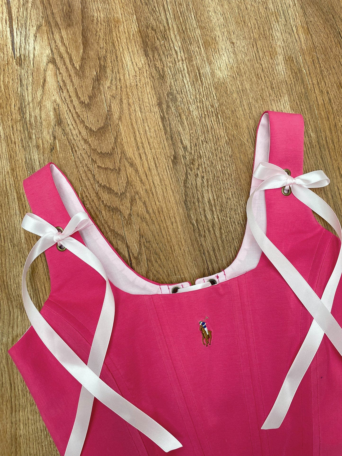 Reworked shirt corset -Dark hot pink Ralph Lauren - SIZE 8 (S)