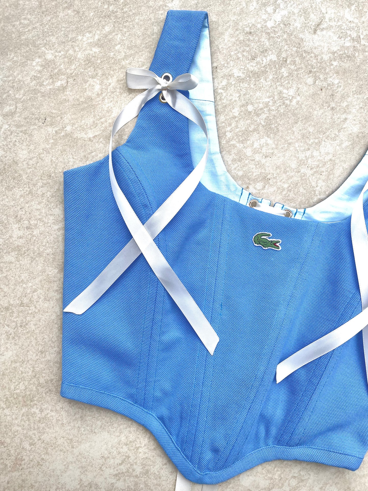Reworked shirt corset - Lacoste Blue - SIZE 8 UK (S)