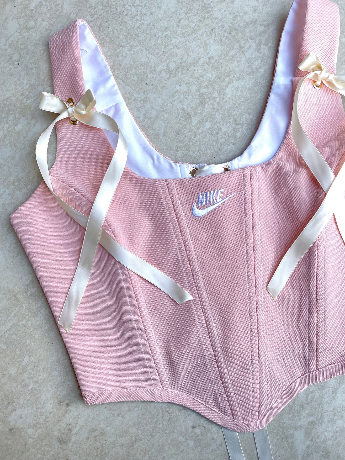 Reworked corset - peach/pink Nike - SIZE 10 UK (M)
