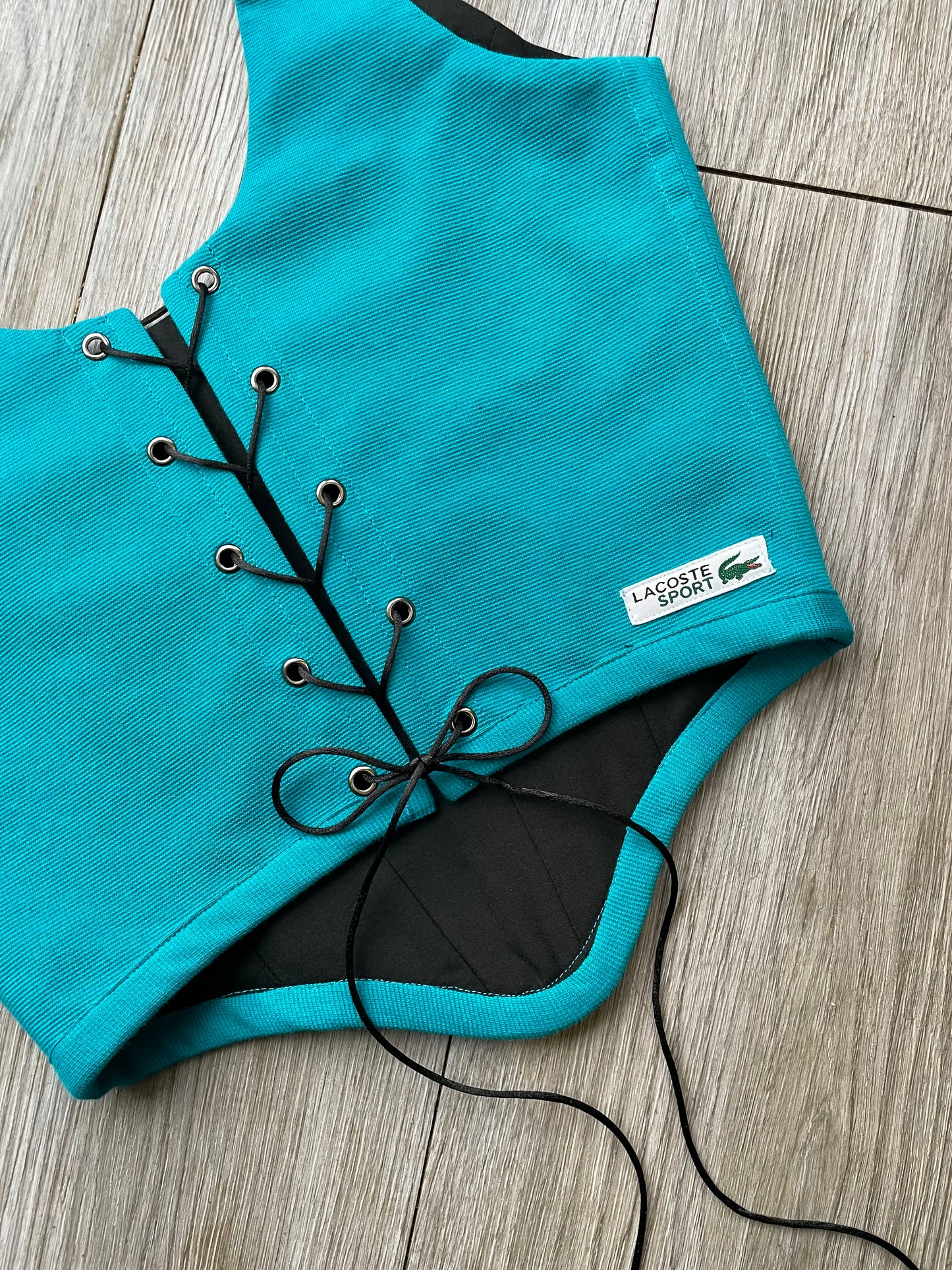 Reworked shirt corset - Turquoise Lacoste - SIZE 8 UK (S)