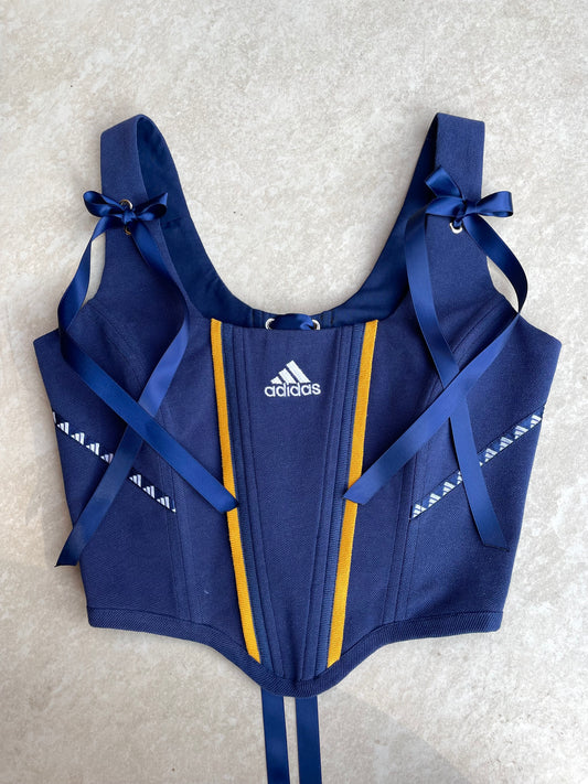 Reworked corset - Adidas Deep Red & Navy - UK SIZE 10 (M)