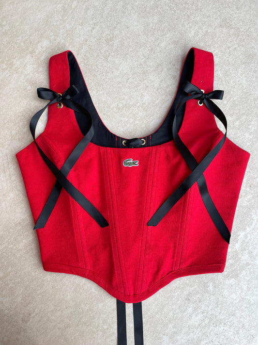 Reworked shirt corset - Lacoste Red - SIZE 10 UK (M)