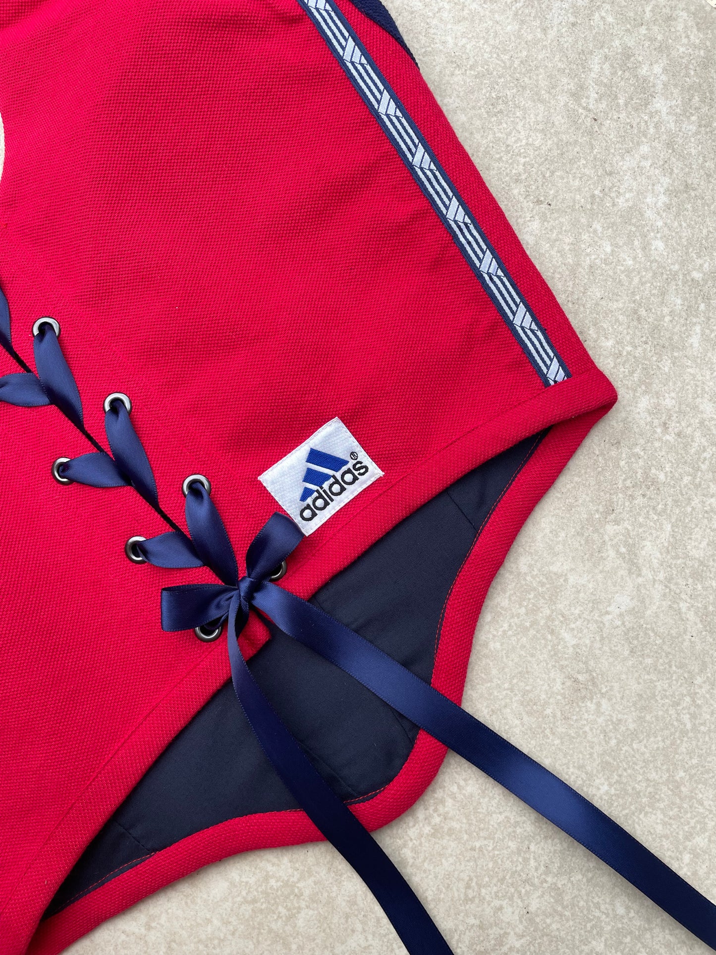 Reworked corset - Adidas Deep Red & Navy - UK SIZE 10 (M)