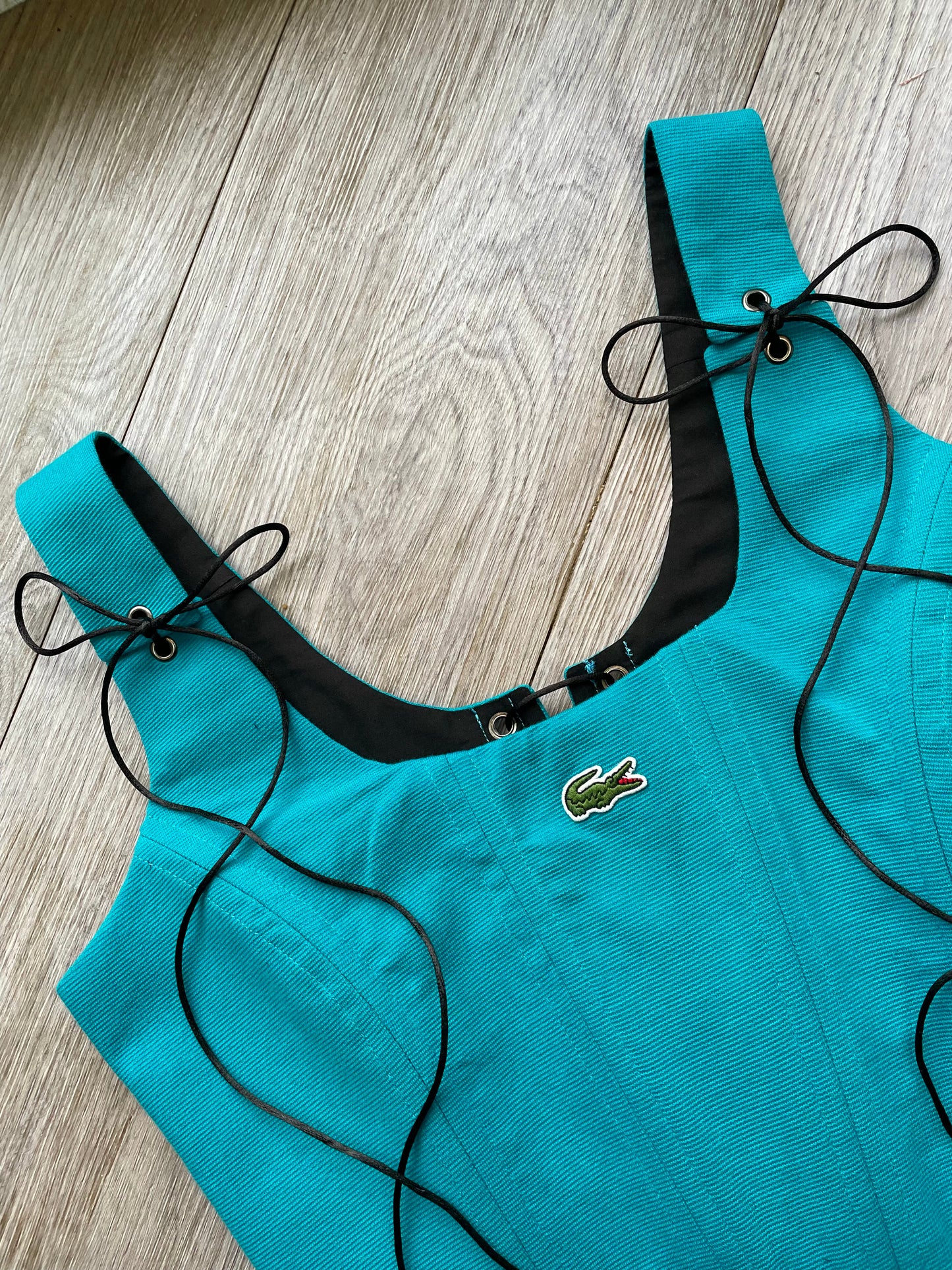 Reworked shirt corset - Turquoise Lacoste - SIZE 8 UK (S)