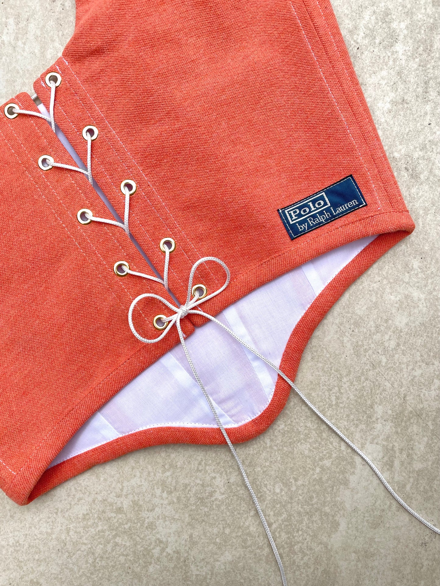 Reworked corset - Burnt Orange with daisy appliques Ralph Lauren - UK SIZE 10 (M)