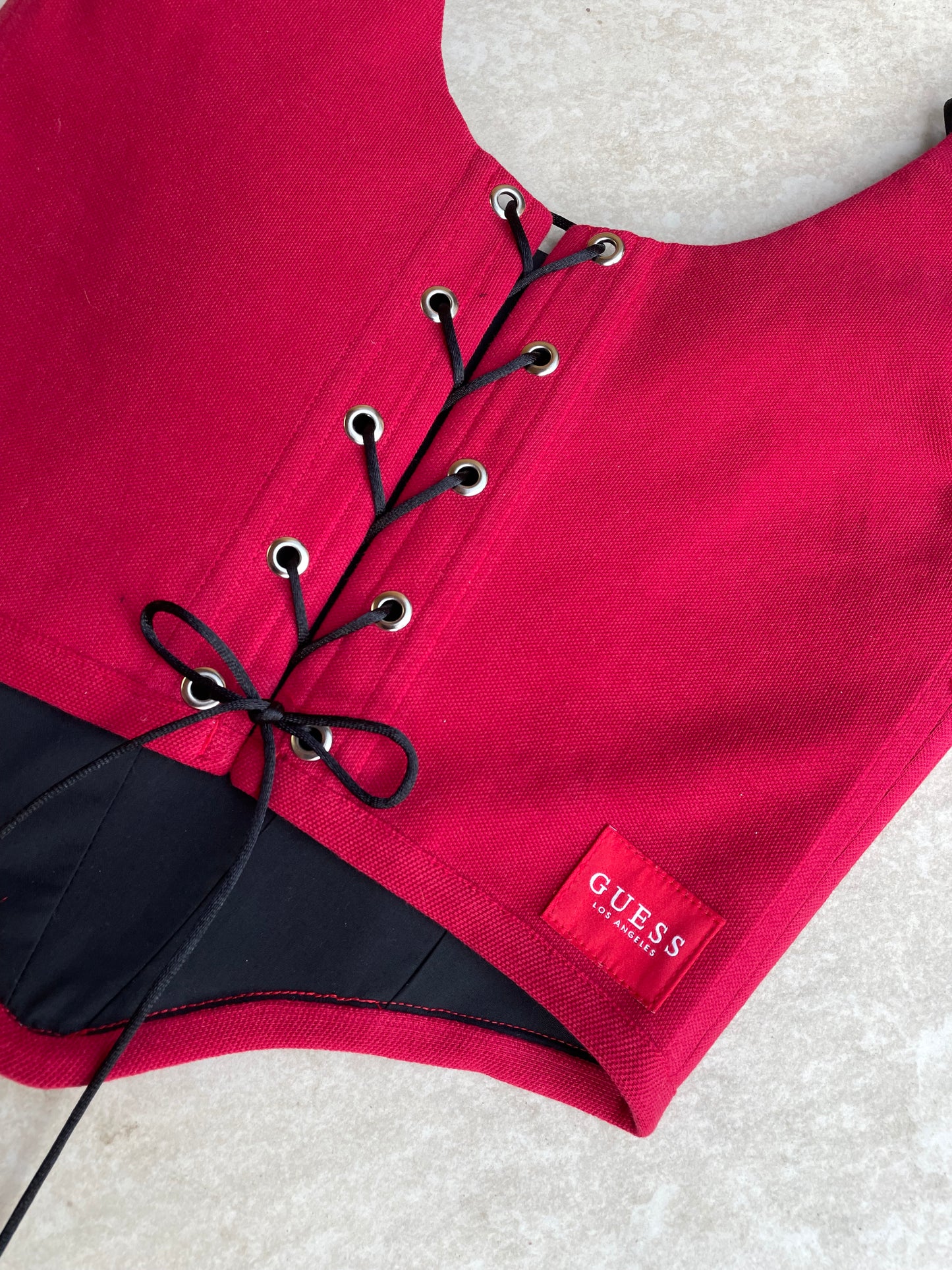 Reworked poloshirt corset - red Guess - SIZE 6 UK (XS)