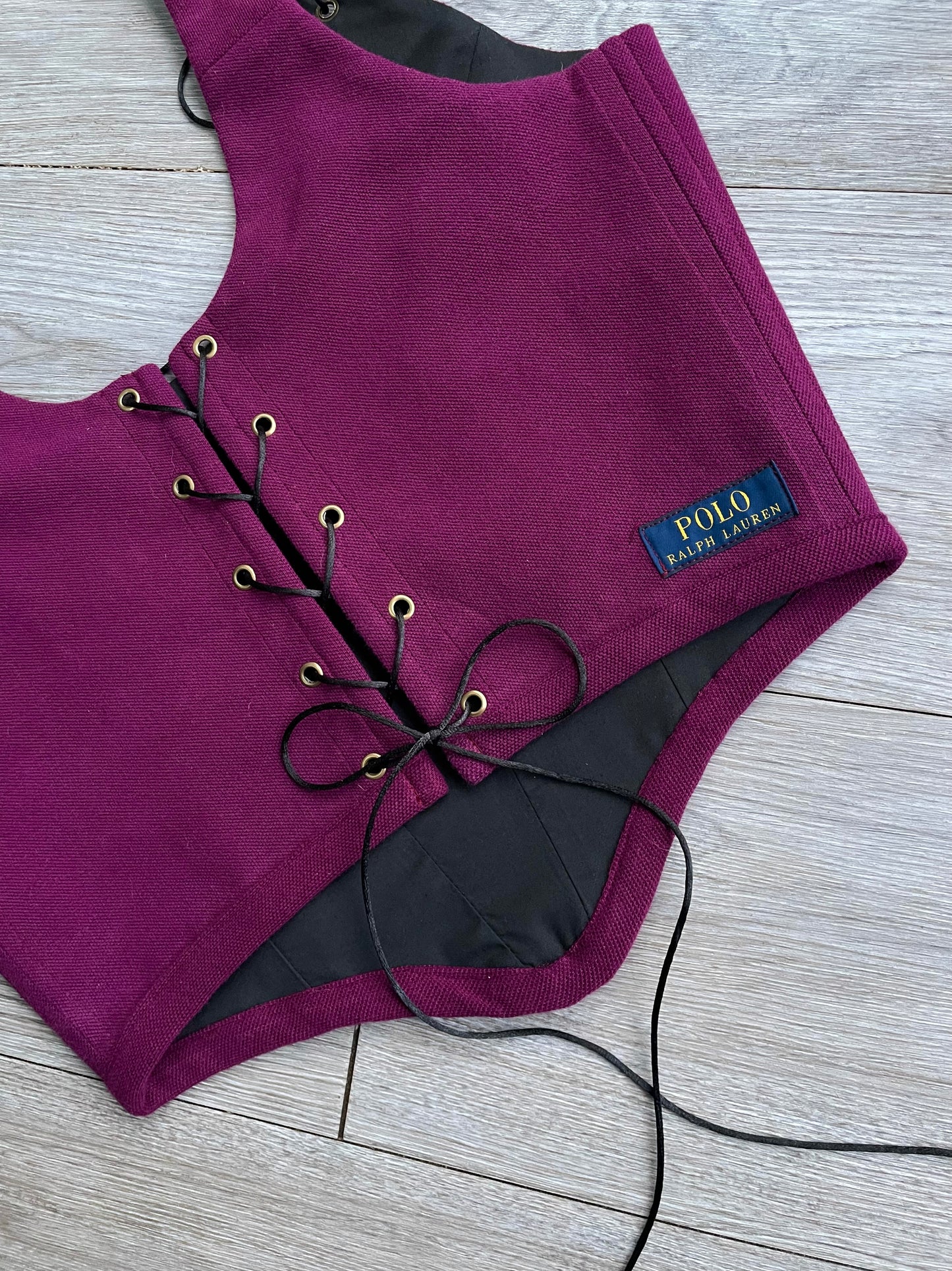 Reworked shirt corset - Burgundy Wine Ralph Lauren - SIZE 12 UK (M/L)