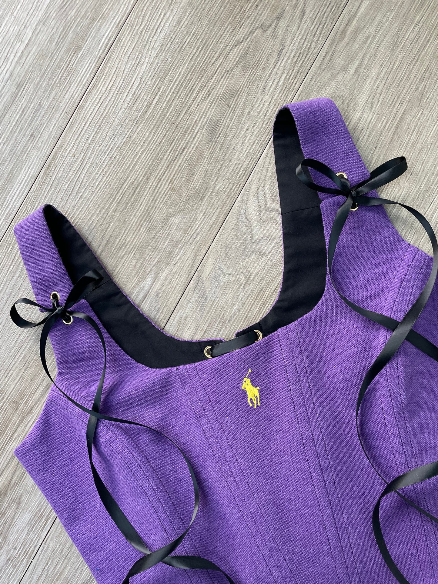 Reworked poloshirt corset - Purple RL POLO - SIZE 10 UK (M)